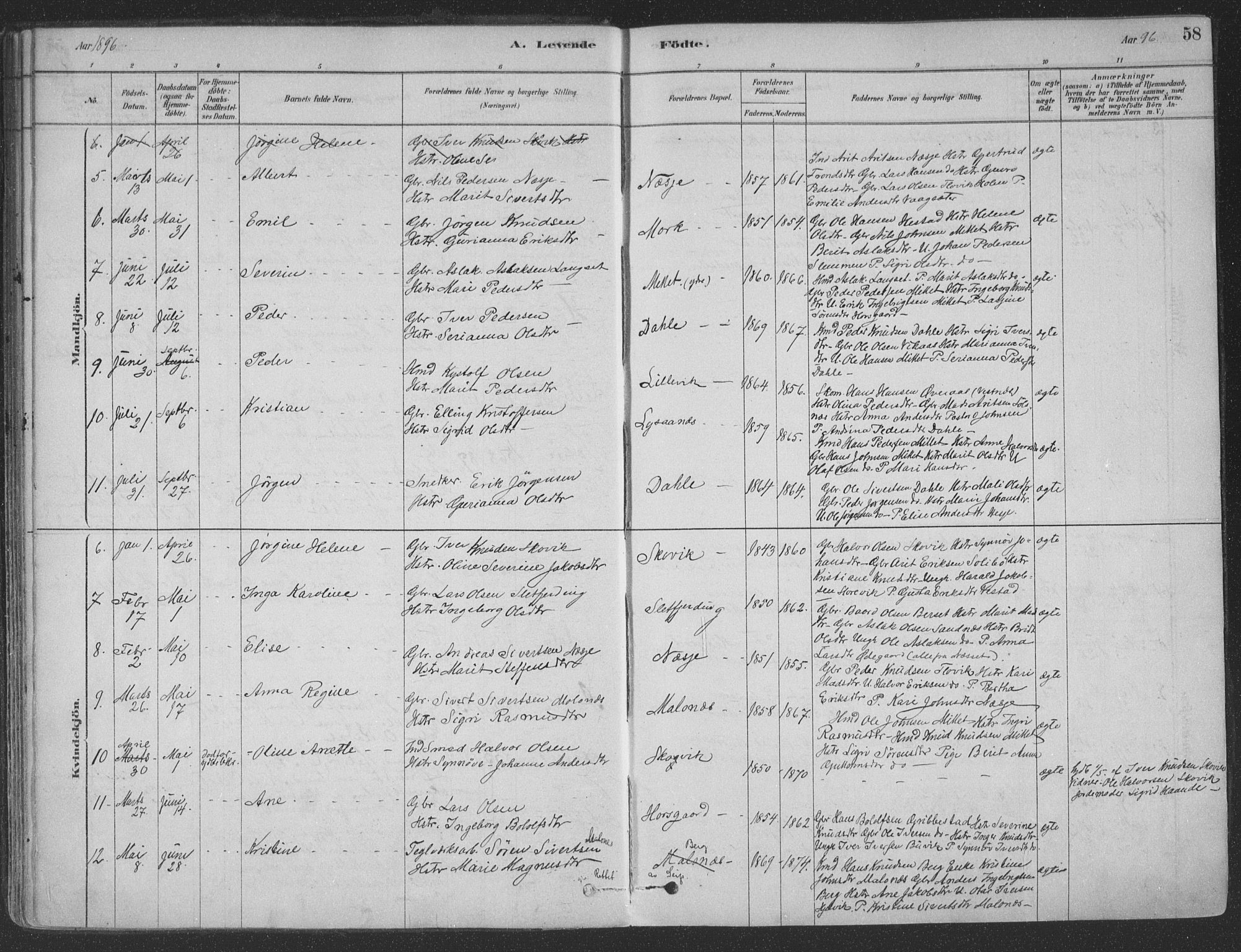 Ministerialprotokoller, klokkerbøker og fødselsregistre - Møre og Romsdal, AV/SAT-A-1454/547/L0604: Parish register (official) no. 547A06, 1878-1906, p. 58