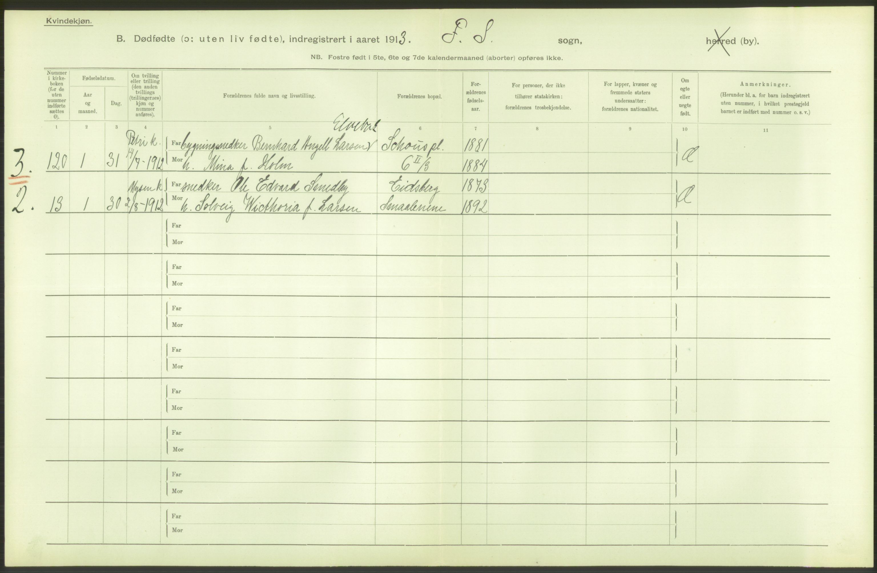 Statistisk sentralbyrå, Sosiodemografiske emner, Befolkning, RA/S-2228/D/Df/Dfb/Dfbc/L0010: Kristiania: Døde, dødfødte., 1913, p. 64