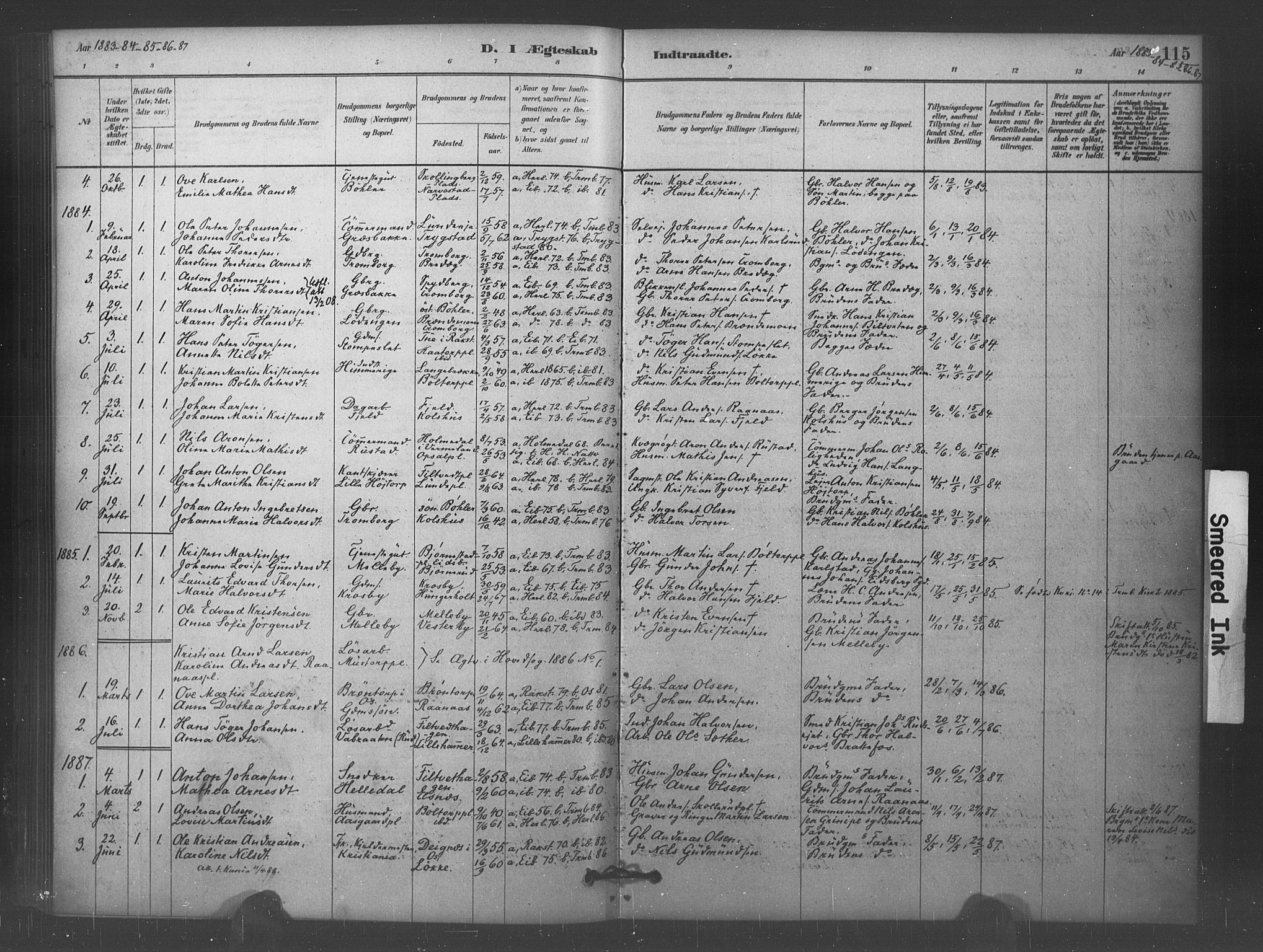 Eidsberg prestekontor Kirkebøker, AV/SAO-A-10905/F/Fc/L0001: Parish register (official) no. III 1, 1879-1905, p. 115