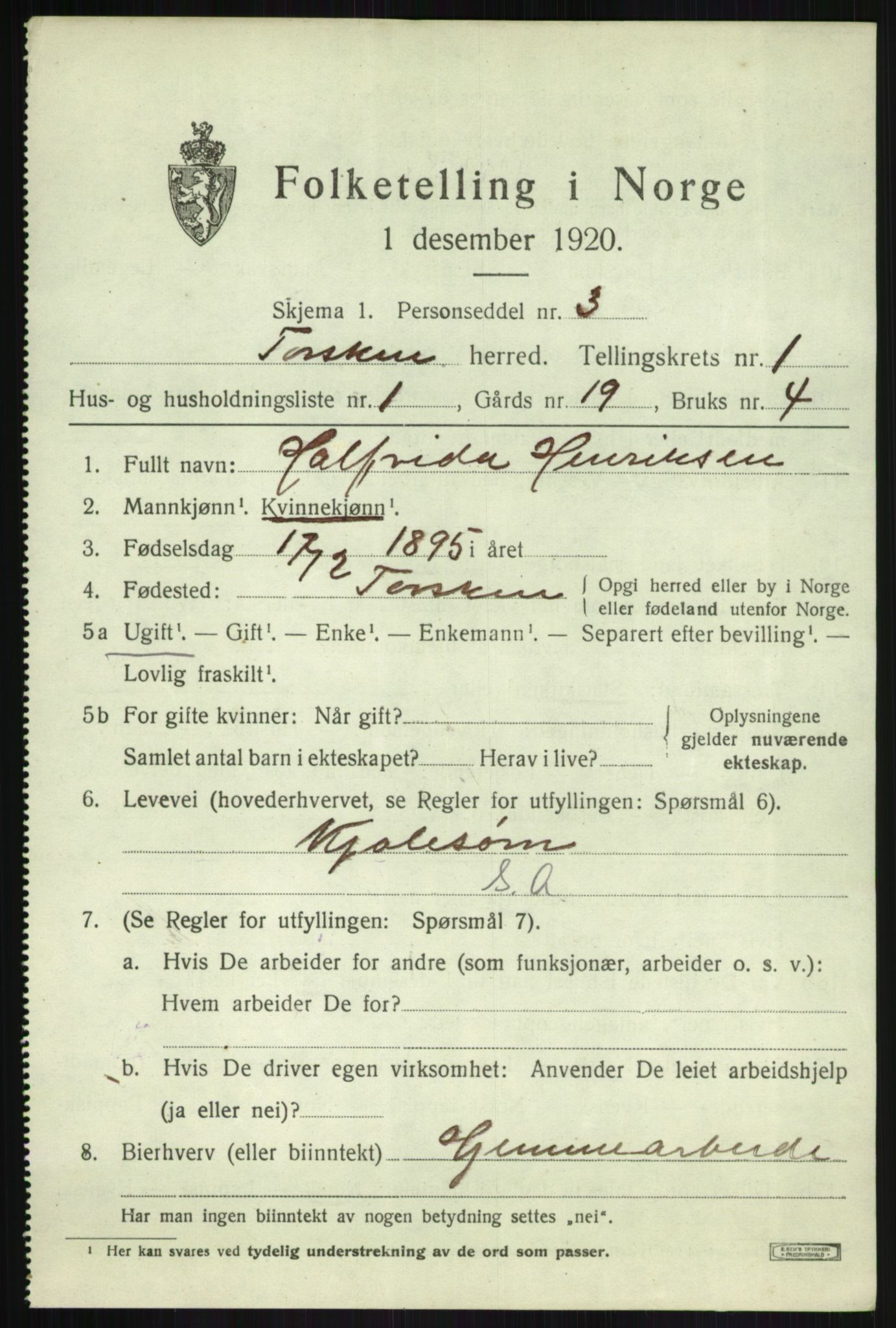 SATØ, 1920 census for Torsken, 1920, p. 552