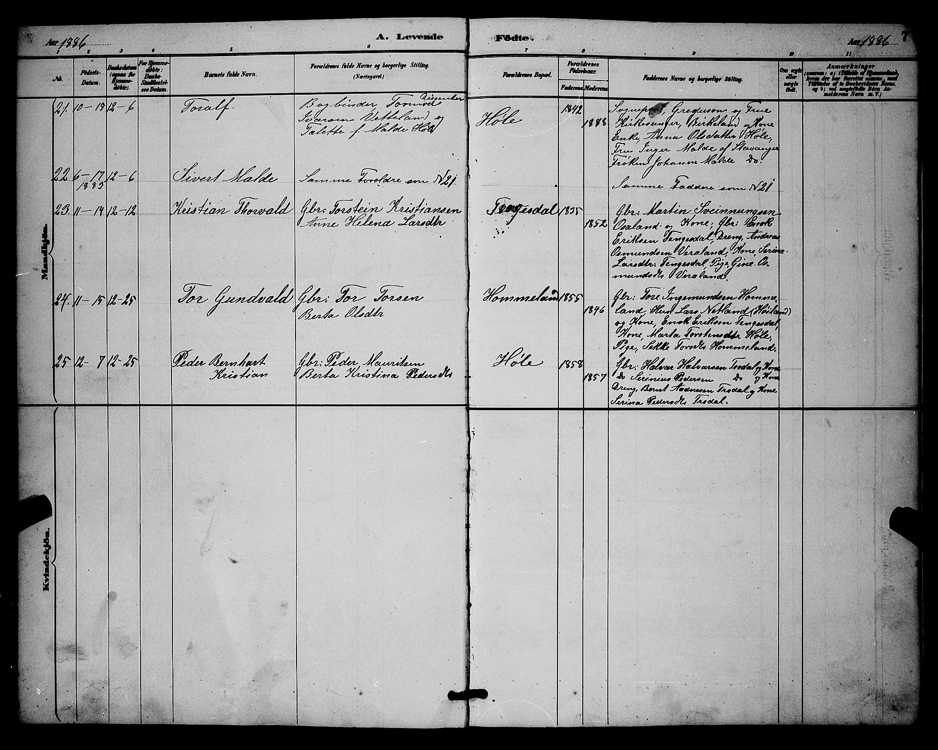 Høgsfjord sokneprestkontor, AV/SAST-A-101624/H/Ha/Hab/L0003: Parish register (copy) no. B 3, 1886-1905, p. 7