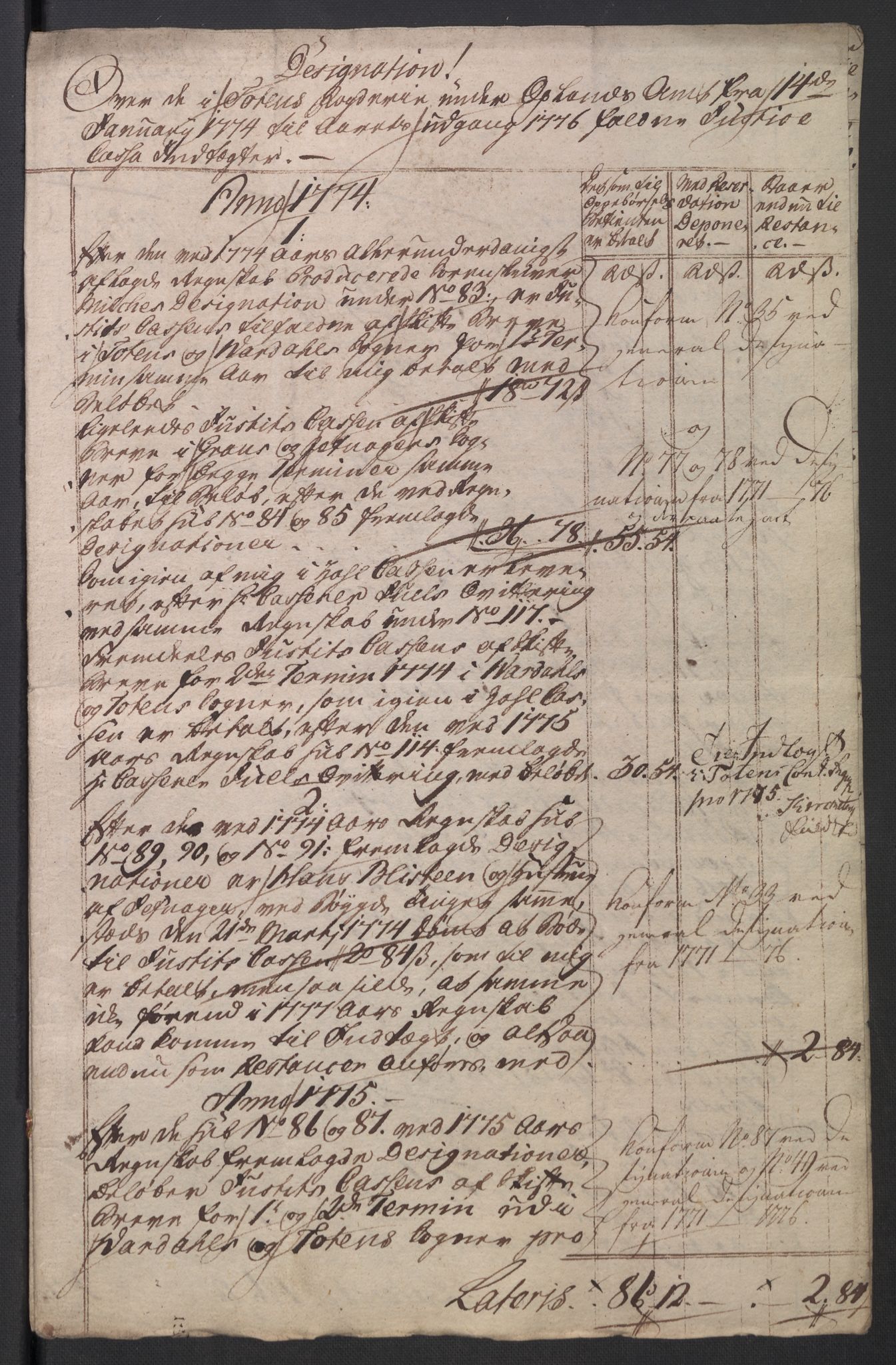 Rentekammeret inntil 1814, Reviderte regnskaper, Mindre regnskaper, AV/RA-EA-4068/Rb/L0014: Opplands amt, 1771-1779, p. 470