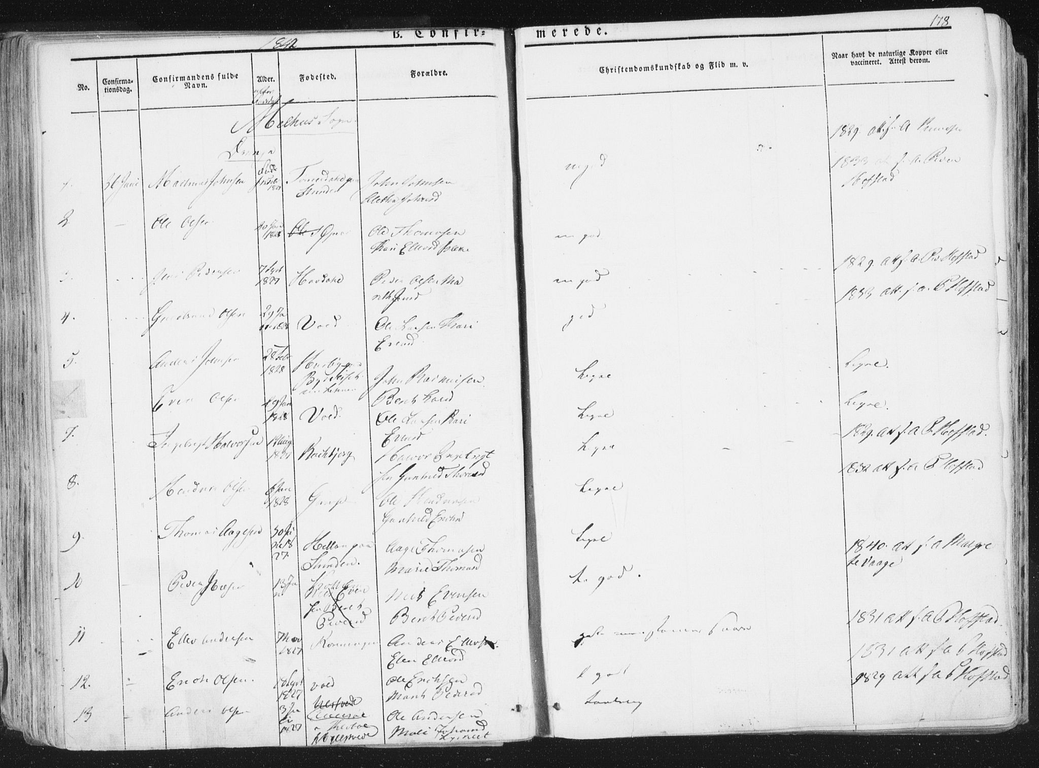 Ministerialprotokoller, klokkerbøker og fødselsregistre - Sør-Trøndelag, SAT/A-1456/691/L1074: Parish register (official) no. 691A06, 1842-1852, p. 178