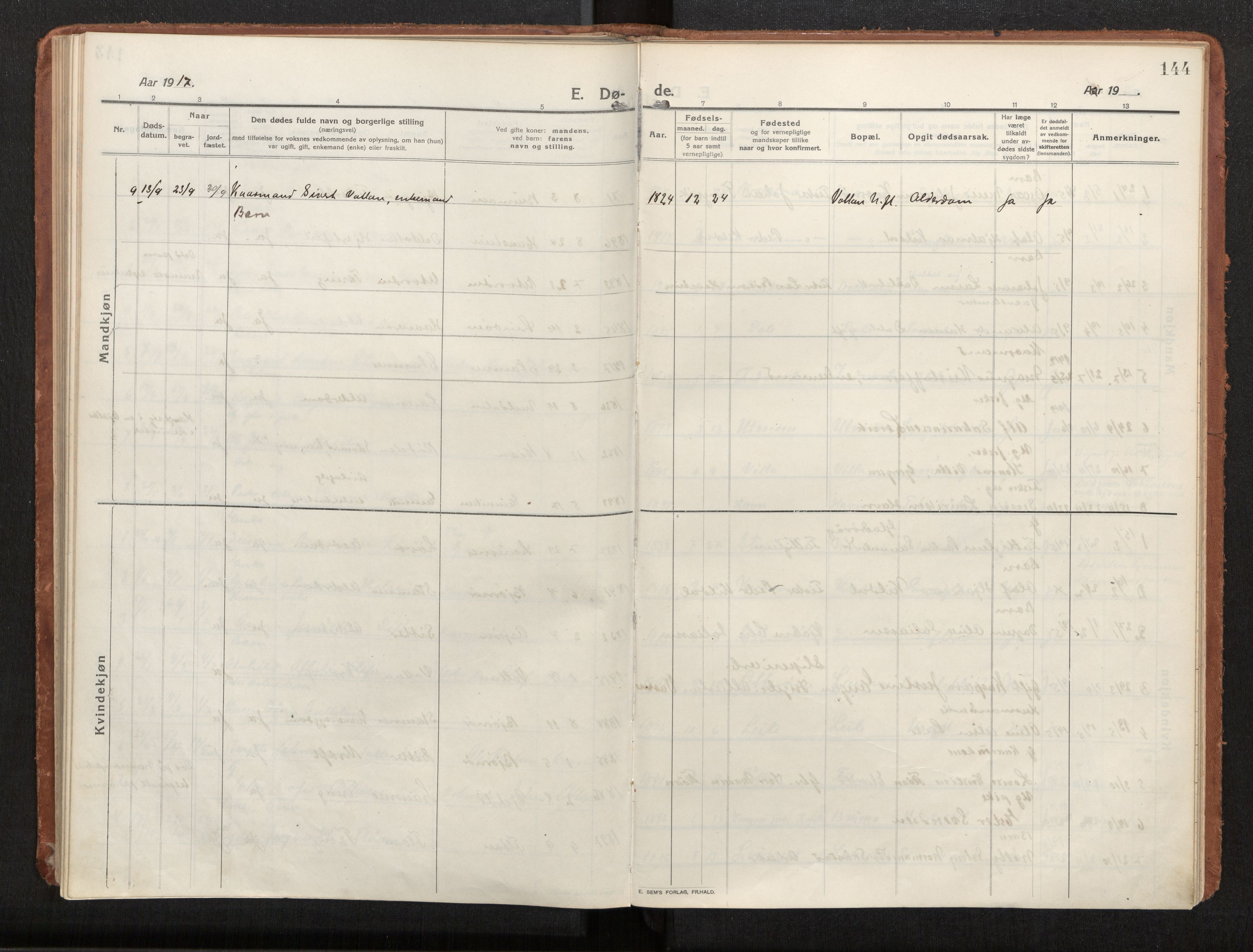 Ministerialprotokoller, klokkerbøker og fødselsregistre - Nord-Trøndelag, SAT/A-1458/772/L0604: Parish register (official) no. 772A02, 1913-1937, p. 144