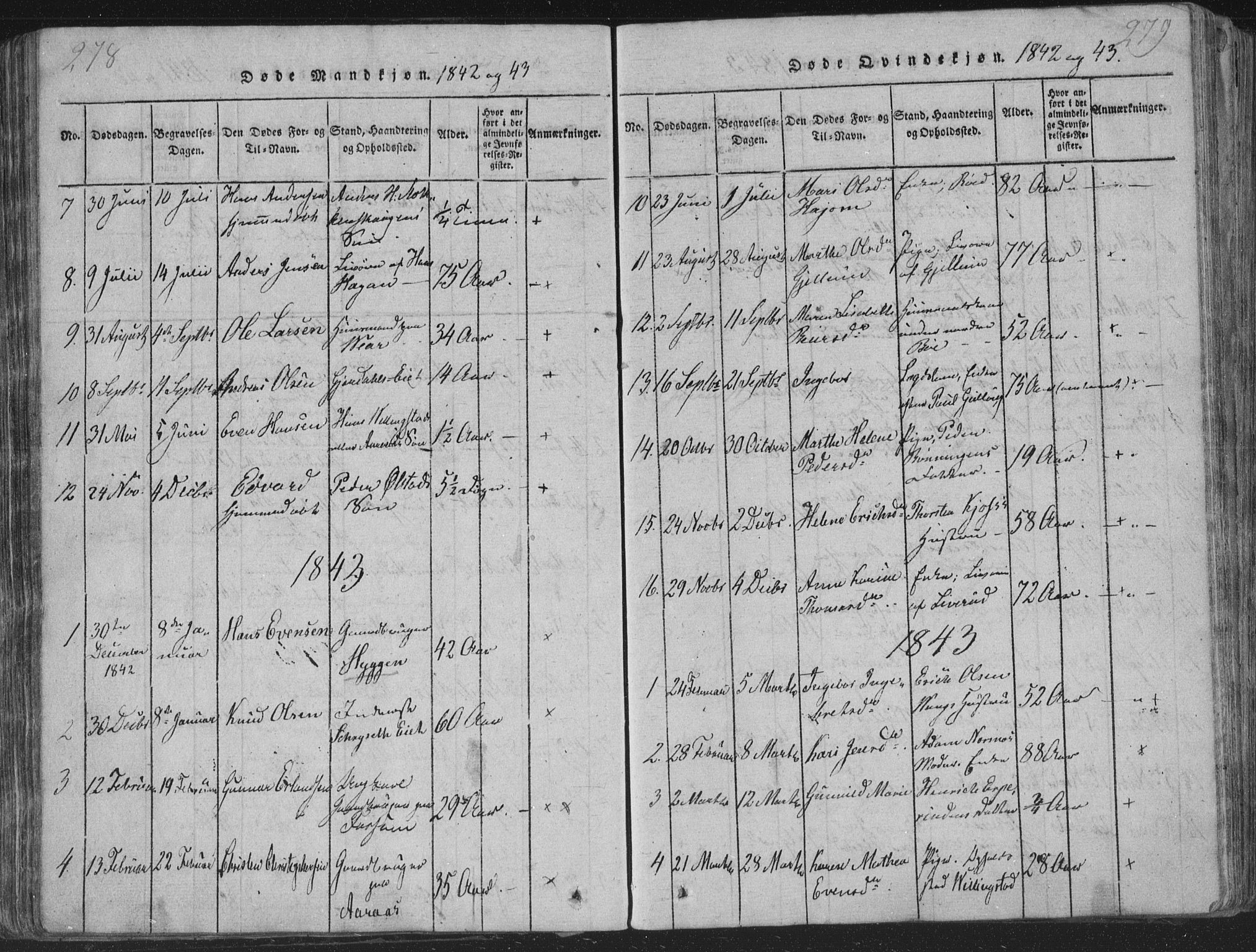 Røyken kirkebøker, SAKO/A-241/G/Ga/L0003: Parish register (copy) no. 3, 1814-1856, p. 278-279