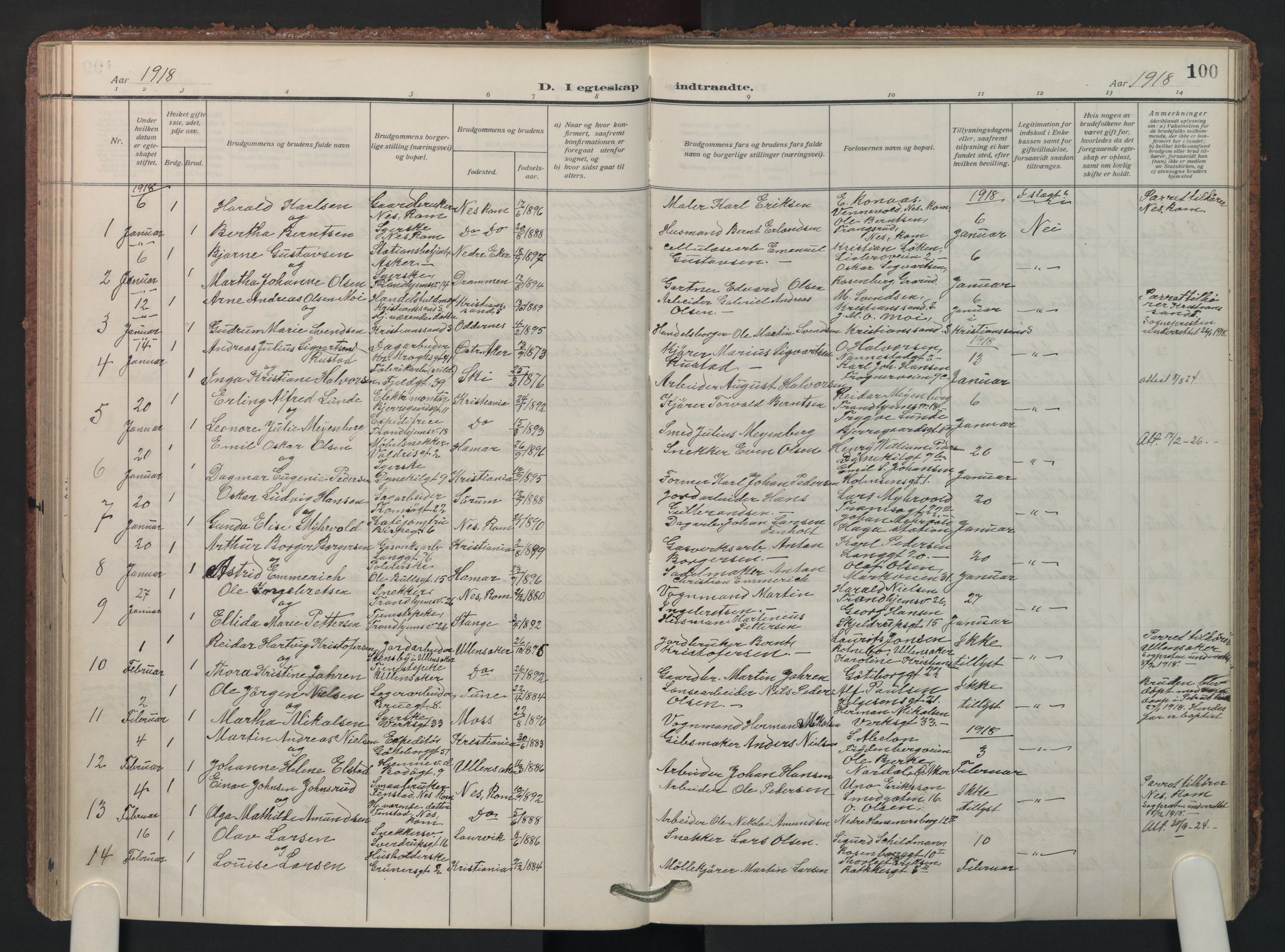 Petrus prestekontor Kirkebøker, AV/SAO-A-10872/F/Fa/L0013: Parish register (official) no. I 13, 1911-1925, p. 100