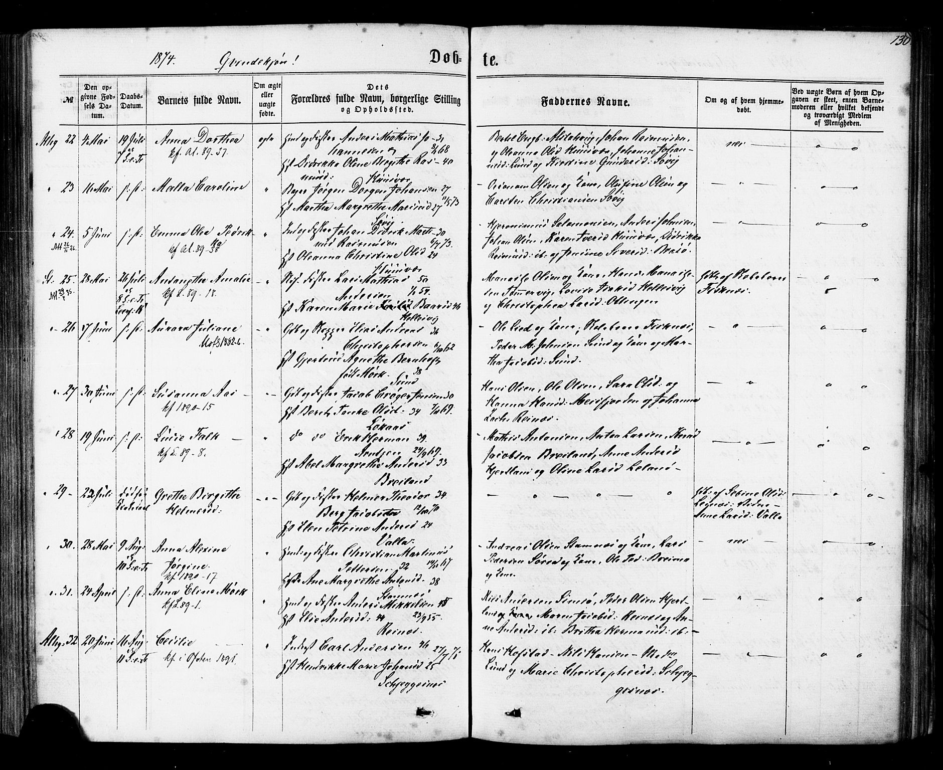 Ministerialprotokoller, klokkerbøker og fødselsregistre - Nordland, AV/SAT-A-1459/830/L0449: Parish register (official) no. 830A13, 1866-1886, p. 130
