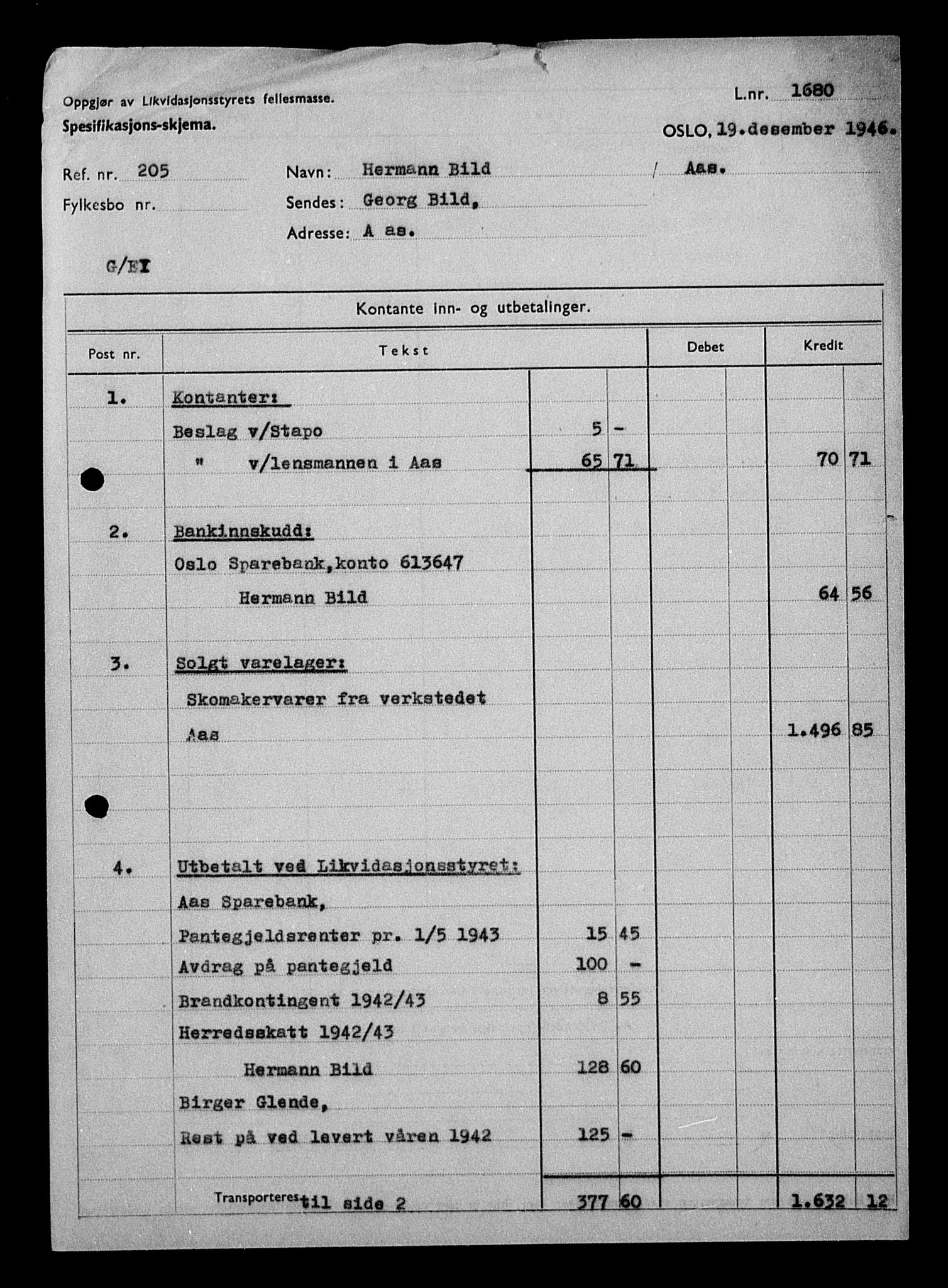 Justisdepartementet, Tilbakeføringskontoret for inndratte formuer, AV/RA-S-1564/H/Hc/Hcc/L0924: --, 1945-1947, p. 173