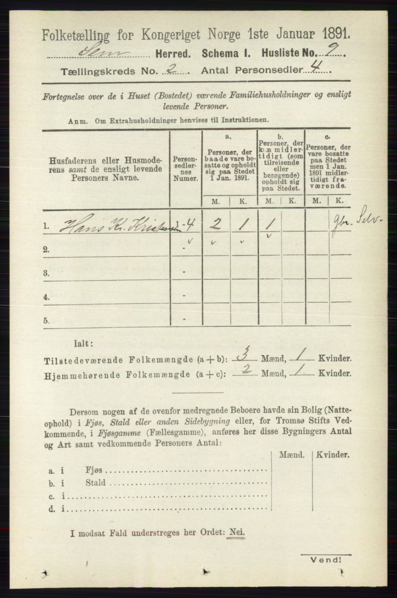 RA, 1891 census for 0721 Sem, 1891, p. 596