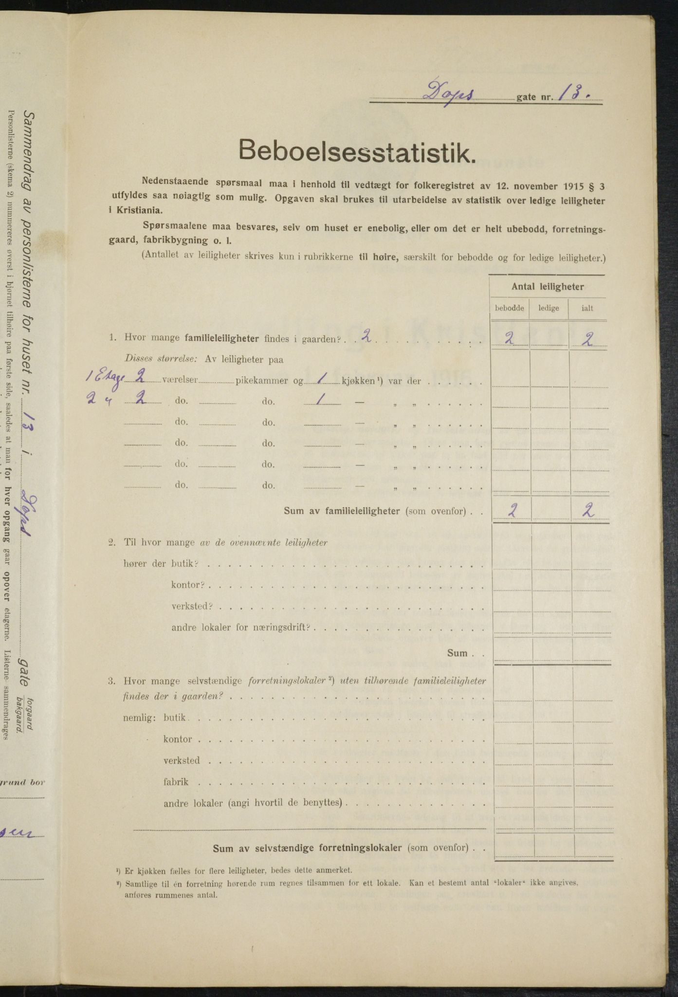 OBA, Municipal Census 1916 for Kristiania, 1916, p. 16080