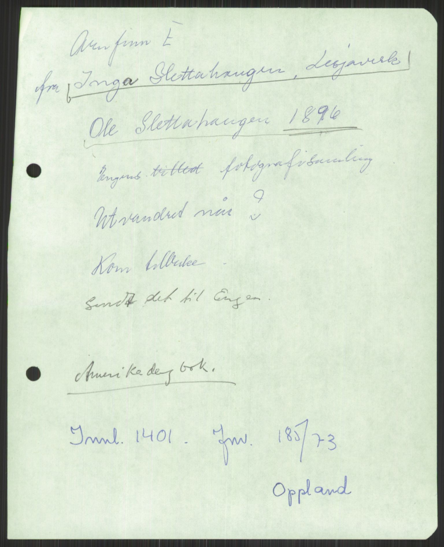 Samlinger til kildeutgivelse, Amerikabrevene, AV/RA-EA-4057/F/L0014: Innlån fra Oppland: Nyberg - Slettahaugen, 1838-1914, p. 851