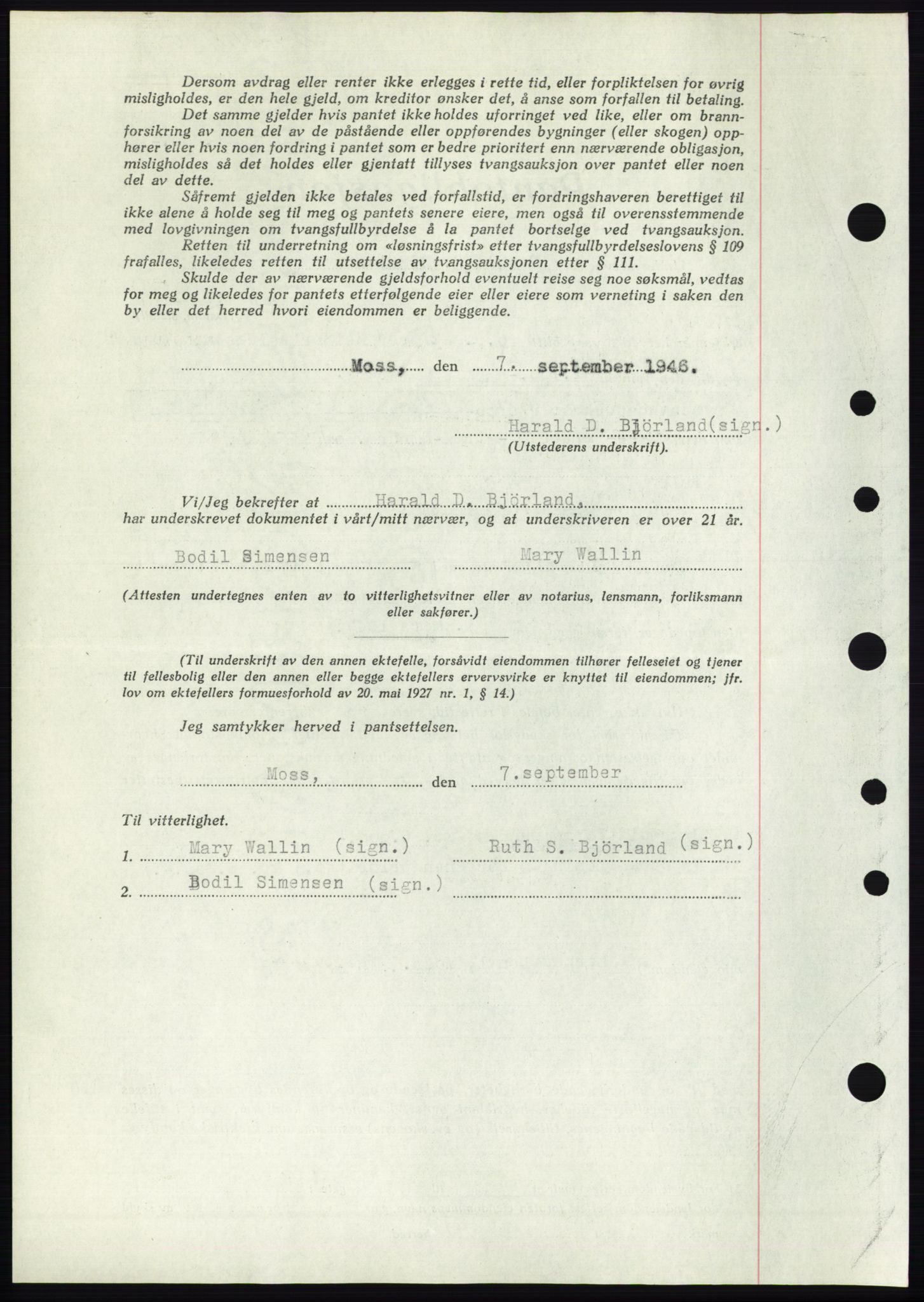 Moss sorenskriveri, SAO/A-10168: Mortgage book no. B15, 1946-1946, Diary no: : 2115/1946