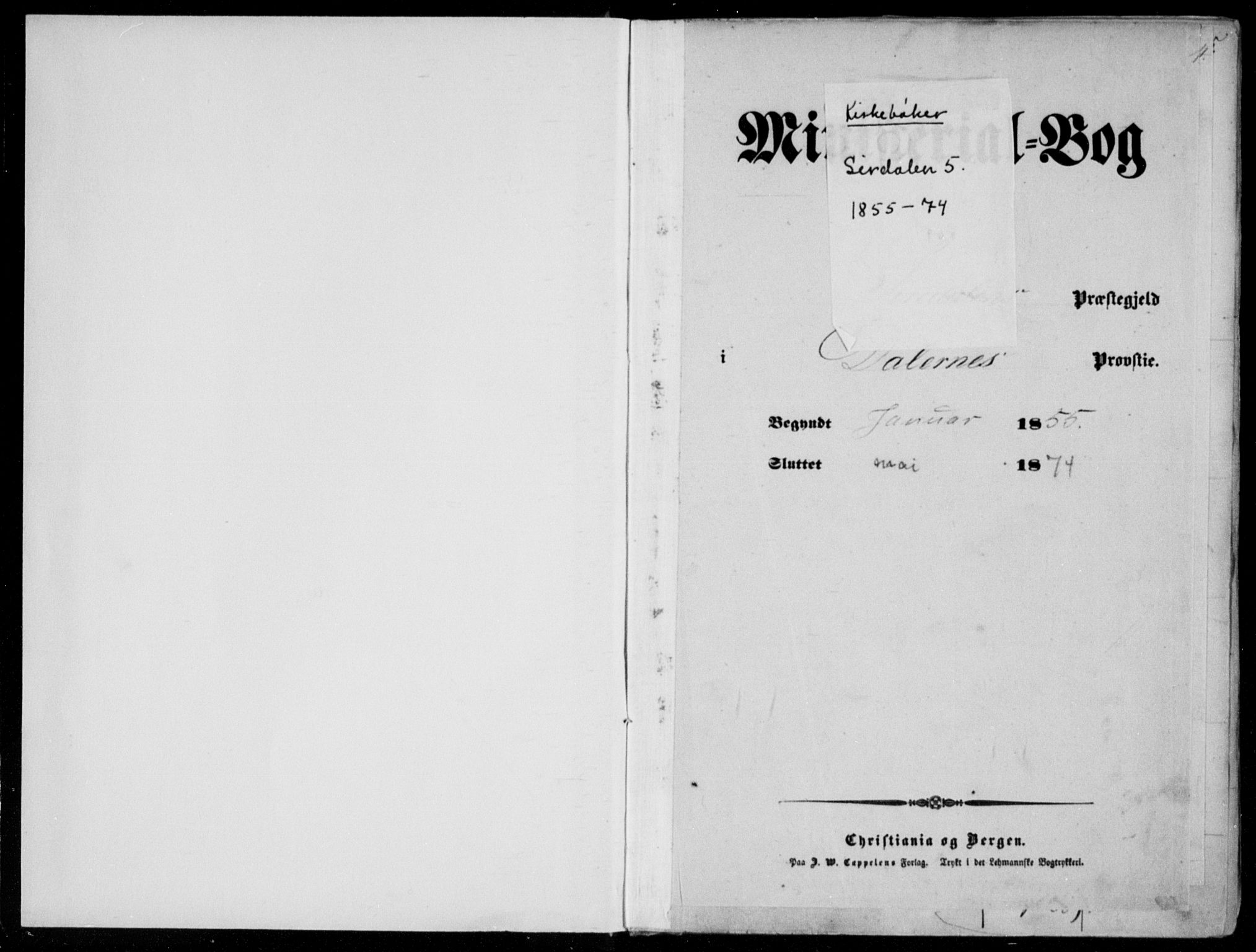 Sirdal sokneprestkontor, AV/SAK-1111-0036/F/Fa/Fab/L0002: Parish register (official) no. A 2, 1855-1874