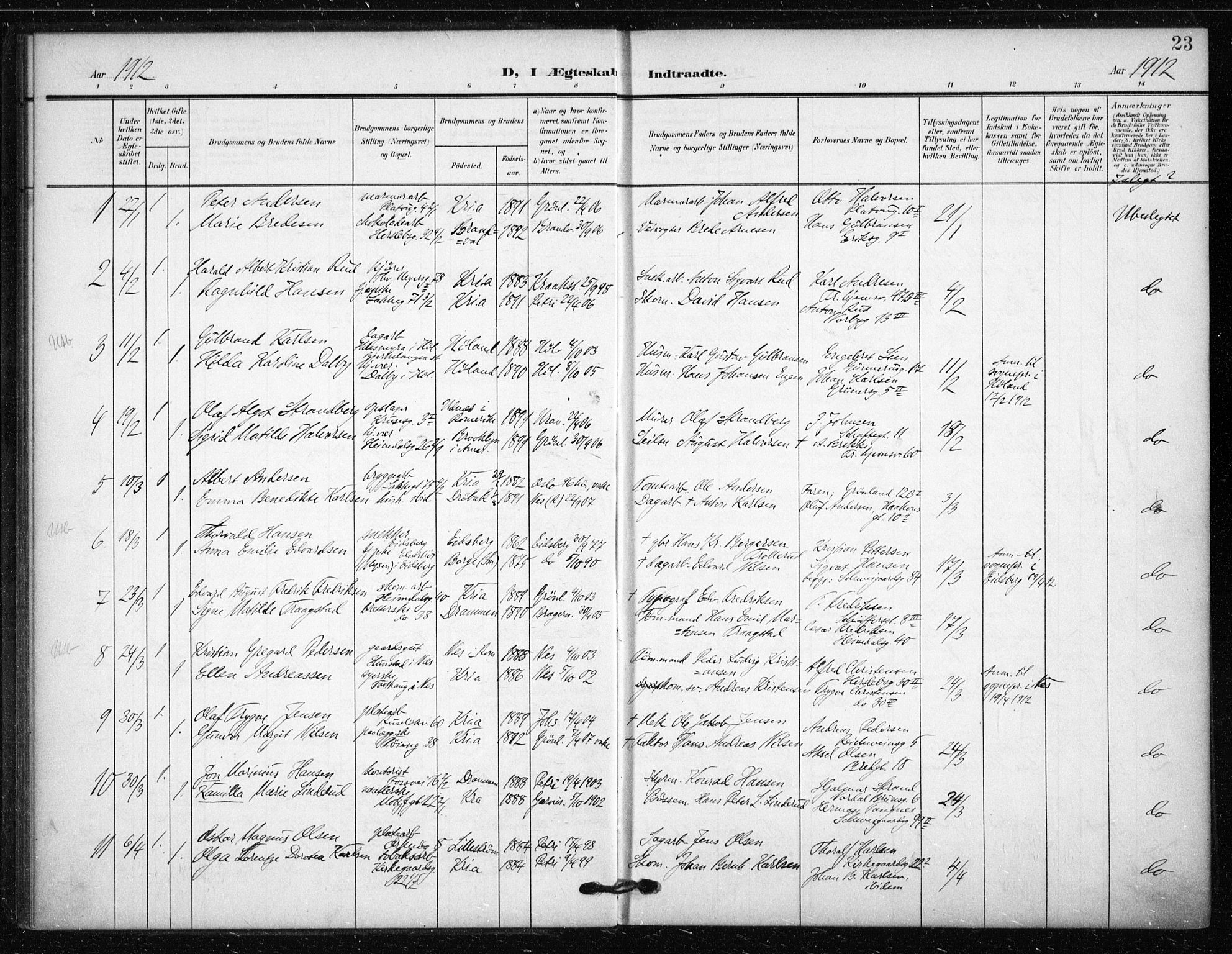 Tøyen prestekontor Kirkebøker, SAO/A-10167a/F/Fa/L0002: Parish register (official) no. 2, 1907-1916, p. 23