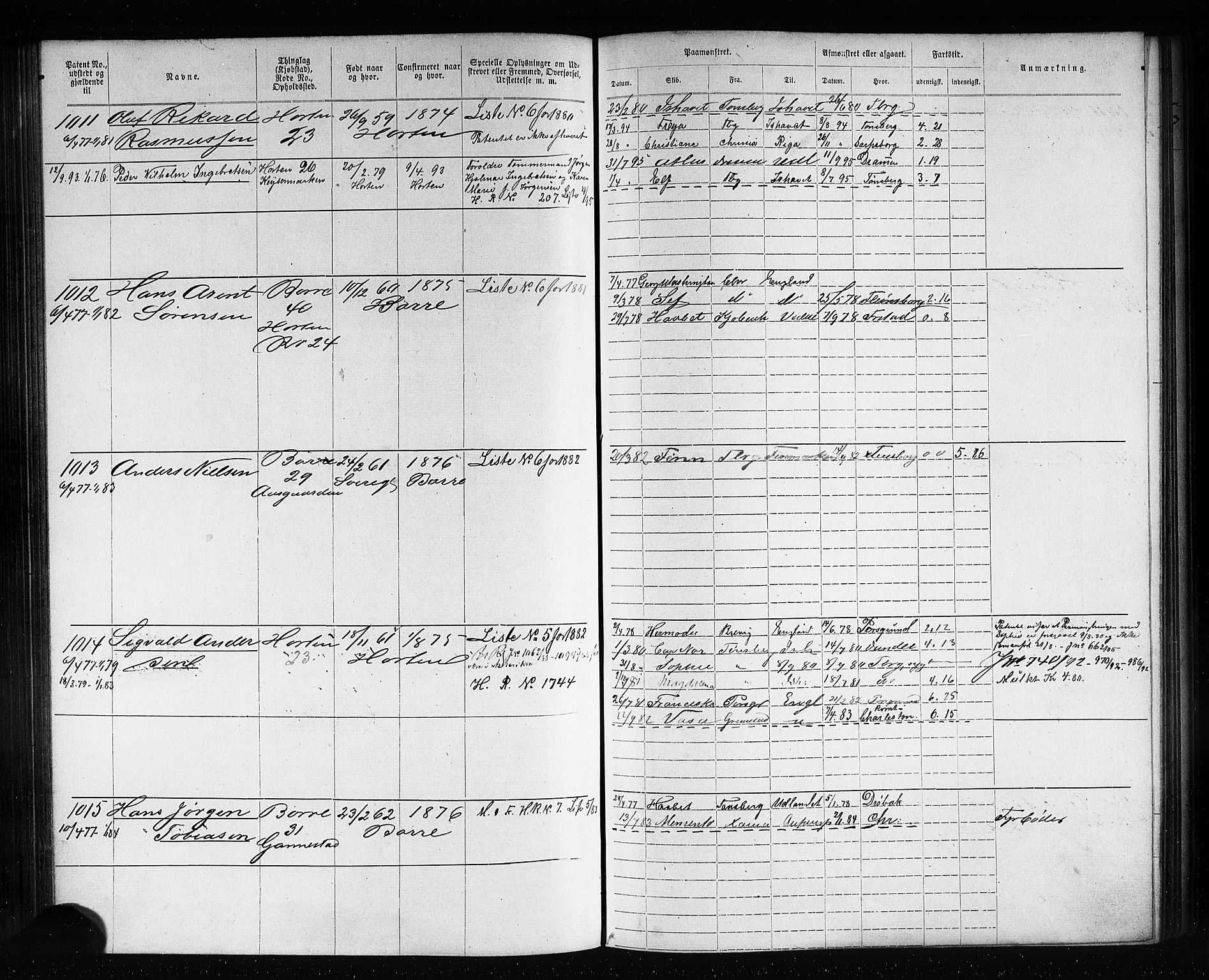 Horten innrulleringskontor, AV/SAKO-A-785/F/Fb/L0005: Annotasjonsrulle, 1868-1889, p. 205