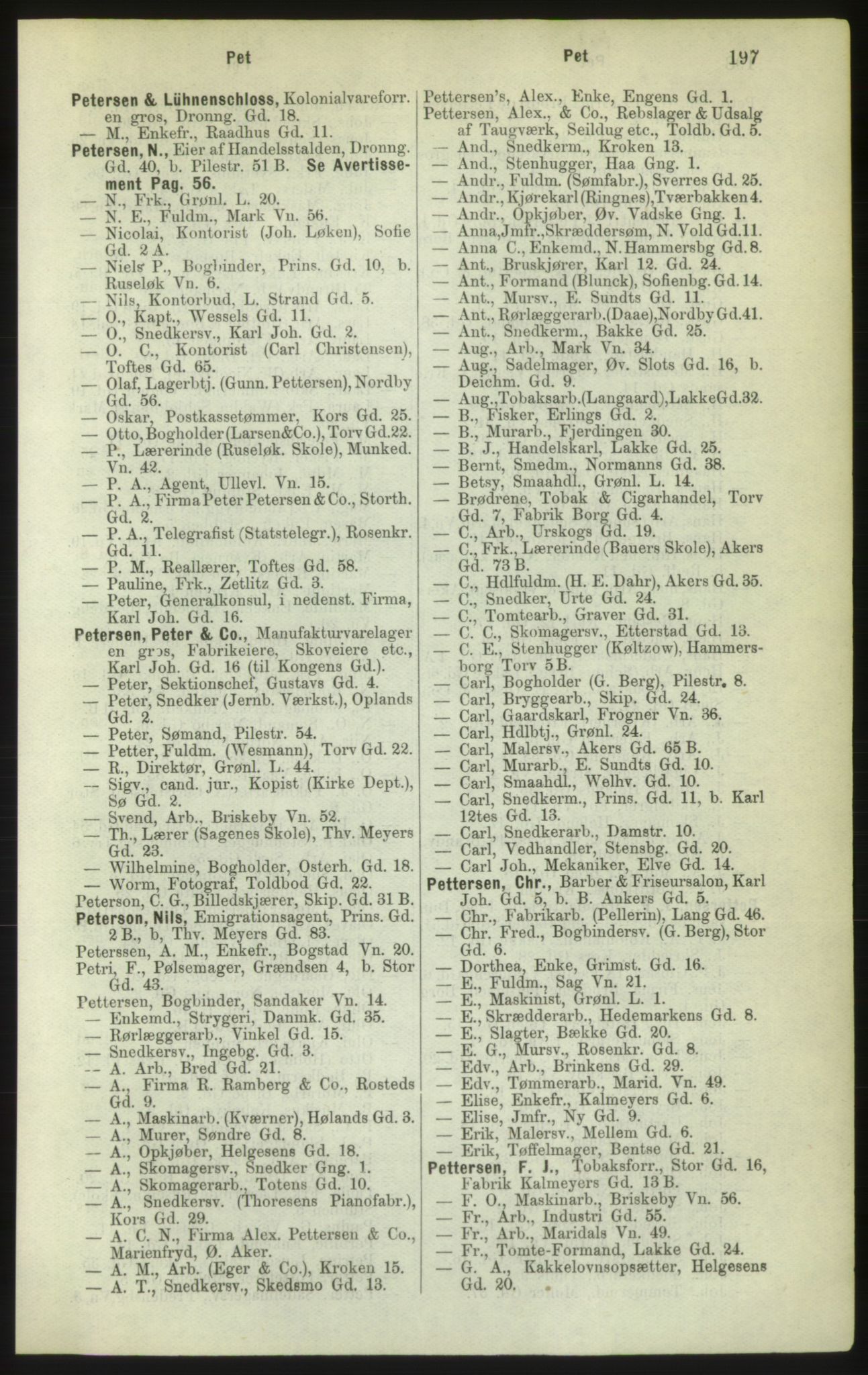 Kristiania/Oslo adressebok, PUBL/-, 1882, p. 197