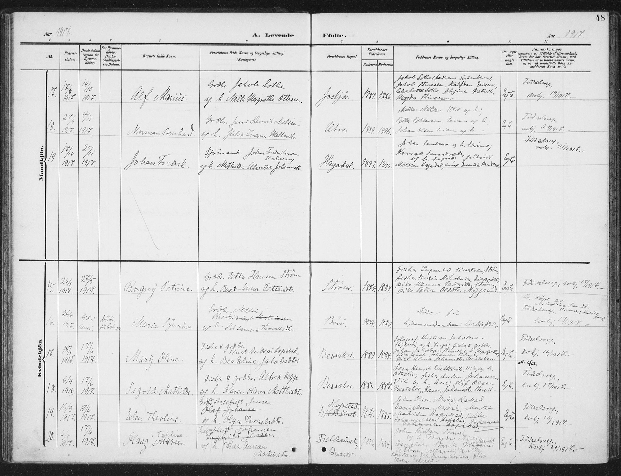 Ministerialprotokoller, klokkerbøker og fødselsregistre - Sør-Trøndelag, AV/SAT-A-1456/657/L0709: Parish register (official) no. 657A10, 1905-1919, p. 48
