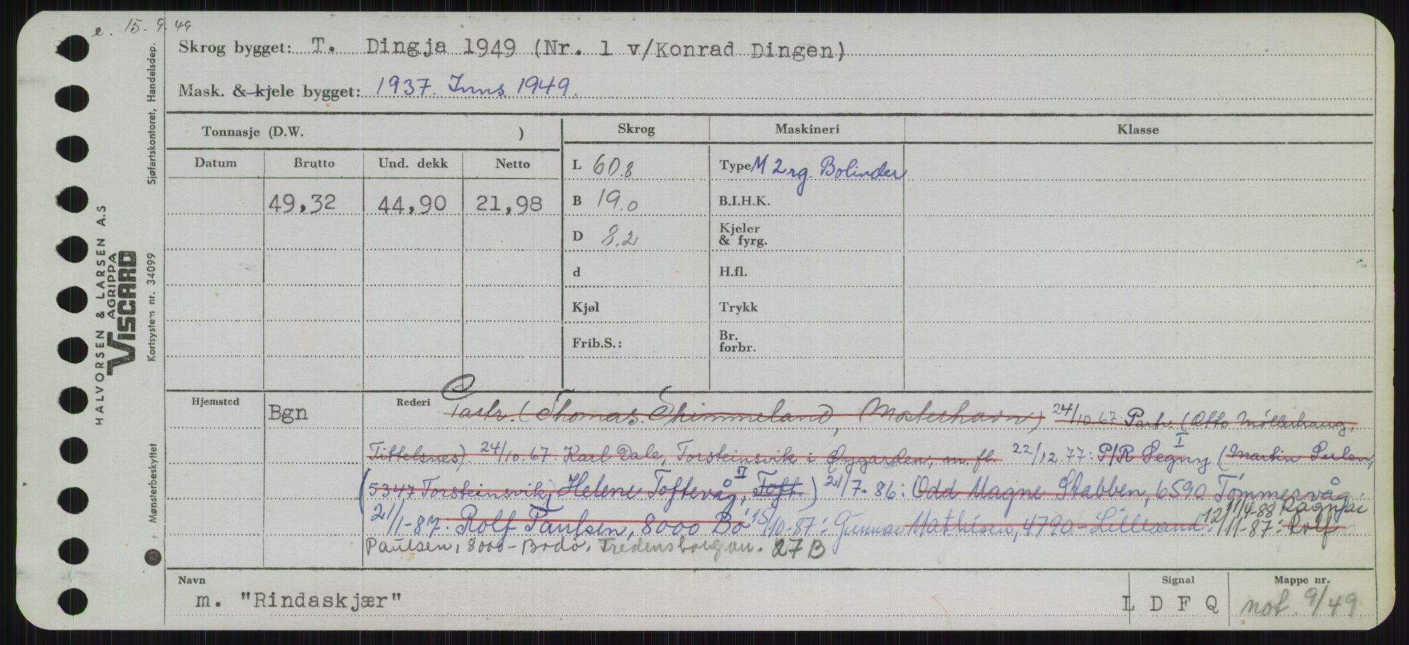 Sjøfartsdirektoratet med forløpere, Skipsmålingen, RA/S-1627/H/Ha/L0004/0002: Fartøy, Mas-R / Fartøy, Odin-R, p. 697