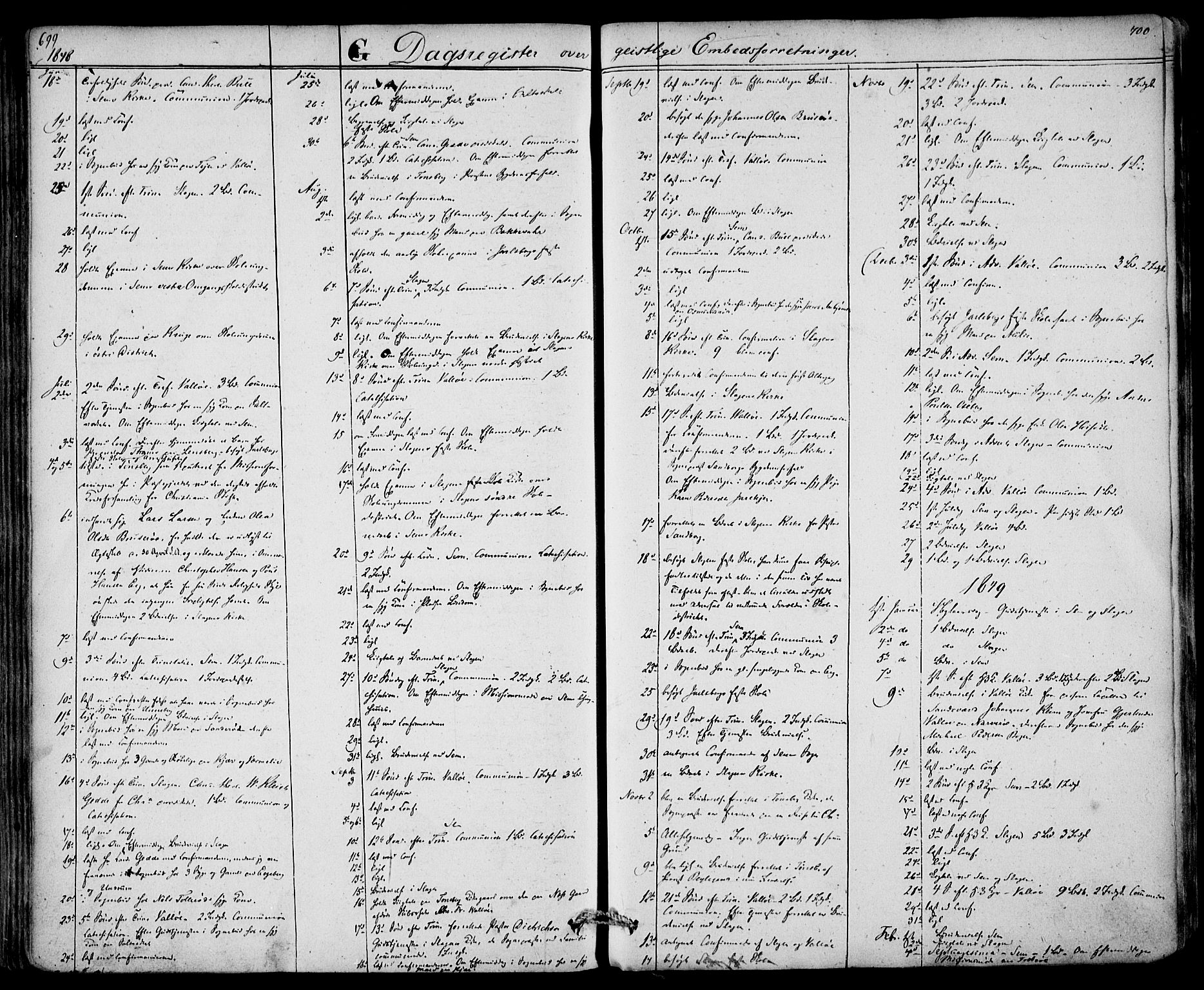 Sem kirkebøker, SAKO/A-5/F/Fa/L0006: Parish register (official) no. I 6, 1843-1855, p. 699-700