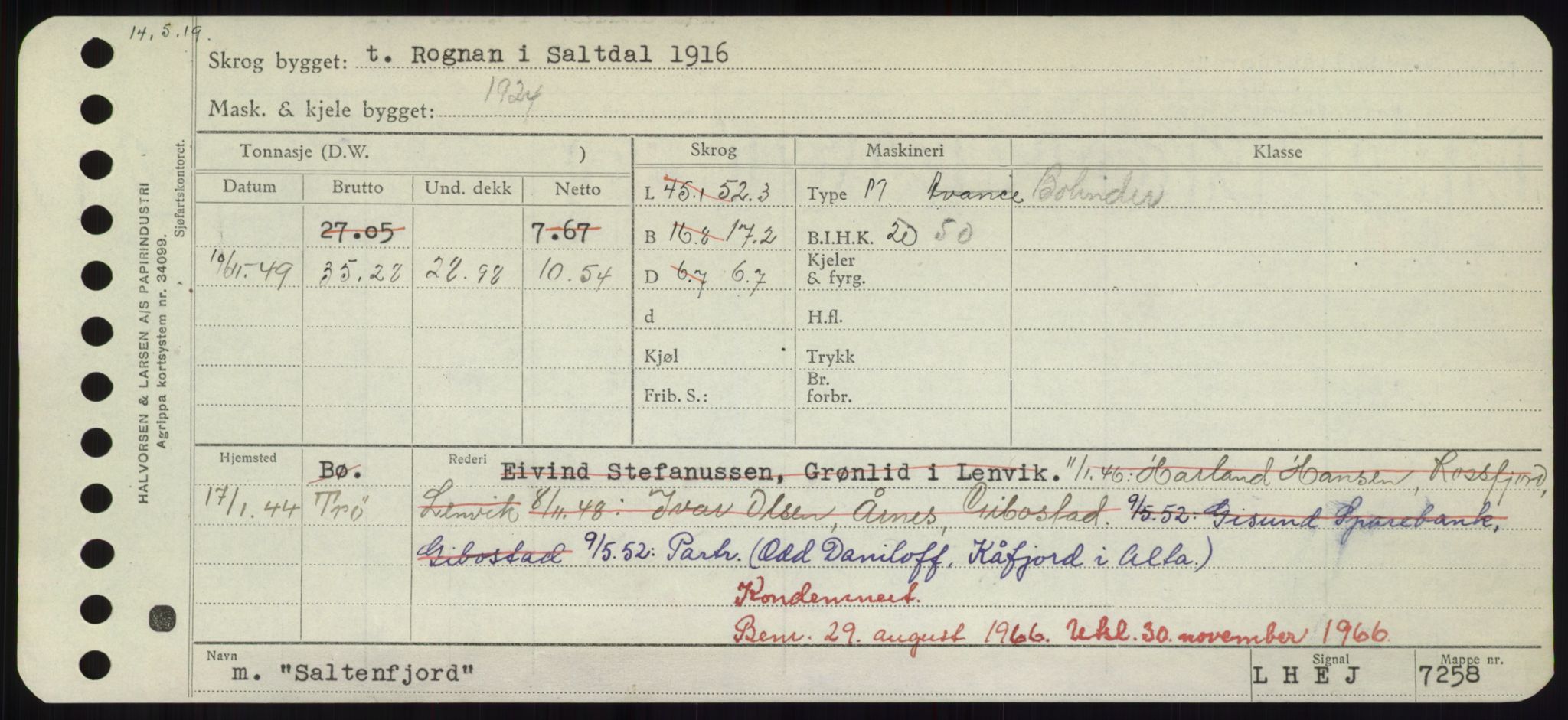 Sjøfartsdirektoratet med forløpere, Skipsmålingen, RA/S-1627/H/Hd/L0031: Fartøy, Rju-Sam, p. 627