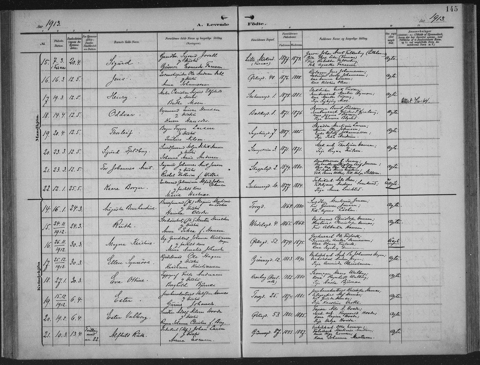 Hamar prestekontor, AV/SAH-DOMPH-002/H/Ha/Haa/L0001: Parish register (official) no. 1, 1900-1914, p. 145