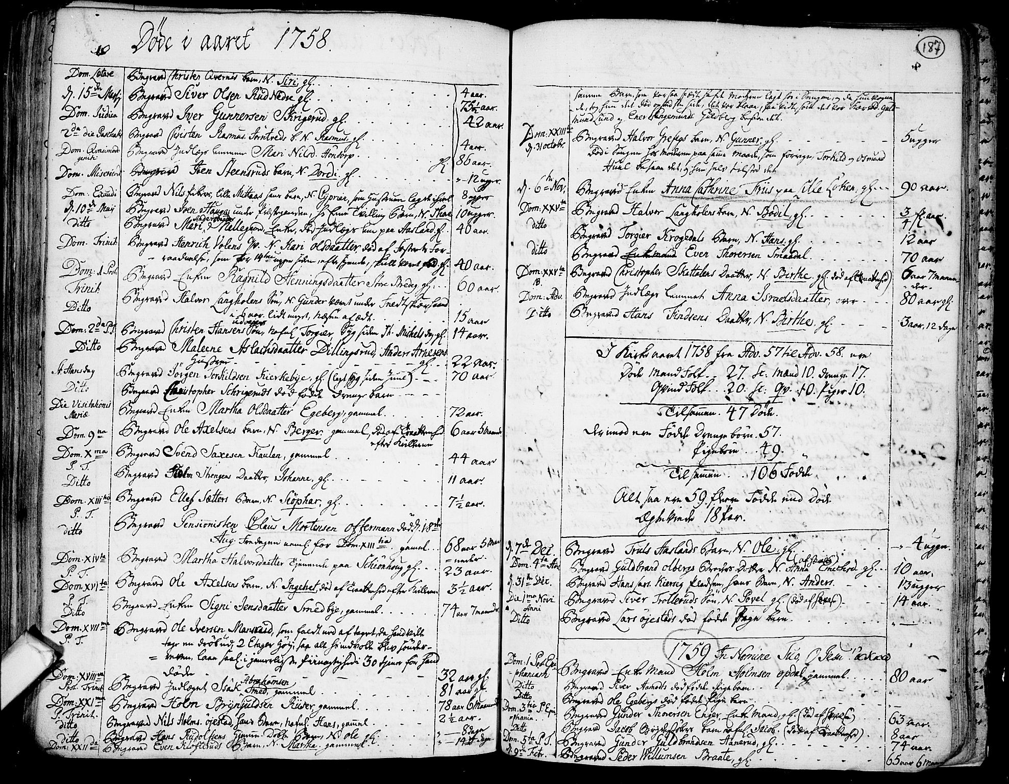 Trøgstad prestekontor Kirkebøker, SAO/A-10925/F/Fa/L0004: Parish register (official) no. I 4, 1750-1784, p. 187