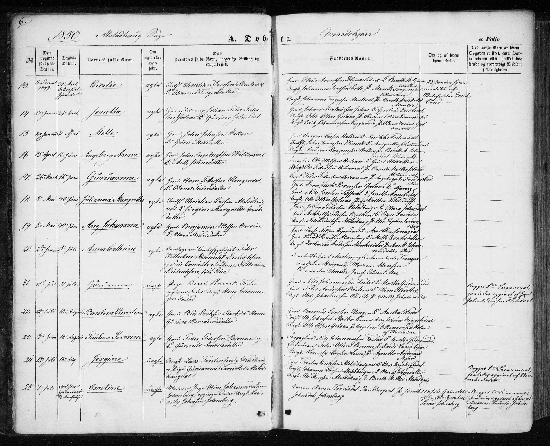 Ministerialprotokoller, klokkerbøker og fødselsregistre - Nord-Trøndelag, SAT/A-1458/717/L0154: Parish register (official) no. 717A07 /1, 1850-1862, p. 6