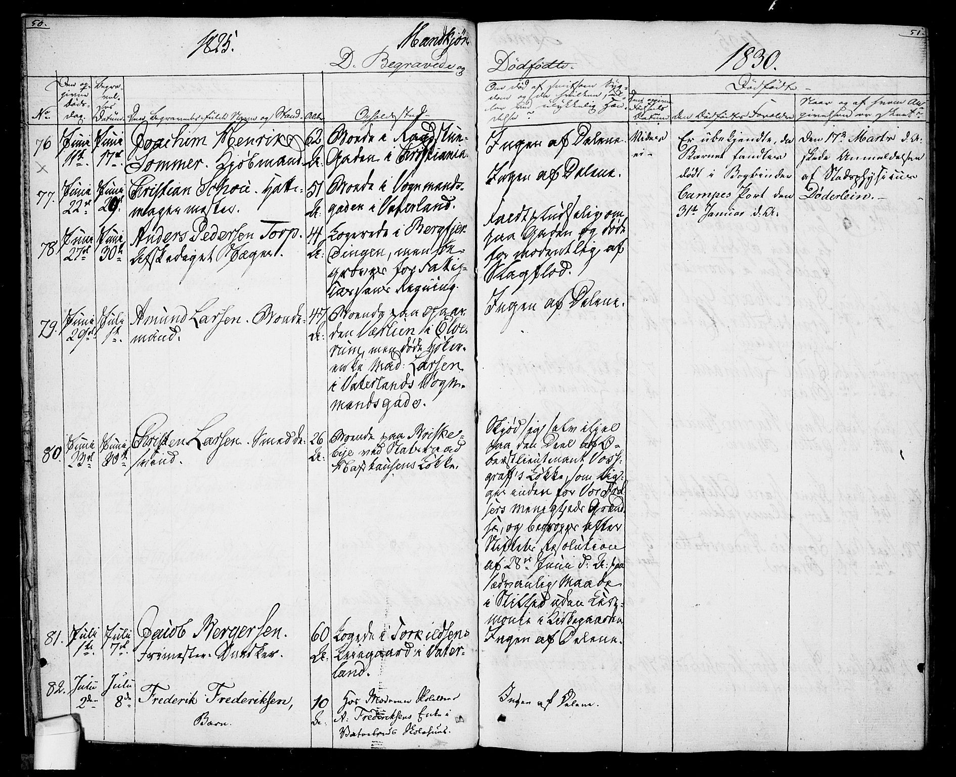 Oslo domkirke Kirkebøker, SAO/A-10752/F/Fa/L0022: Parish register (official) no. 22, 1824-1829, p. 50-51