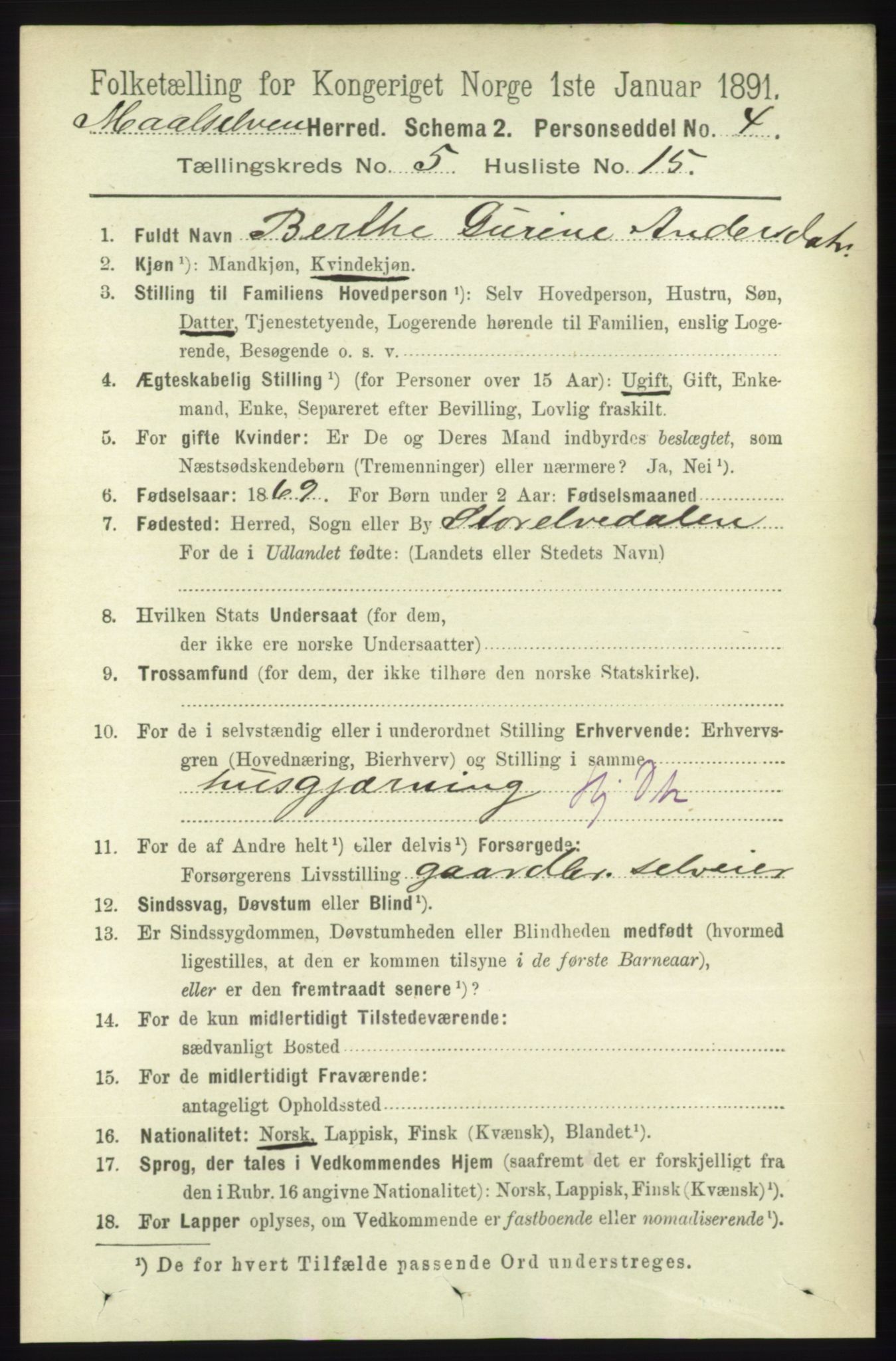 RA, 1891 census for 1924 Målselv, 1891, p. 1728