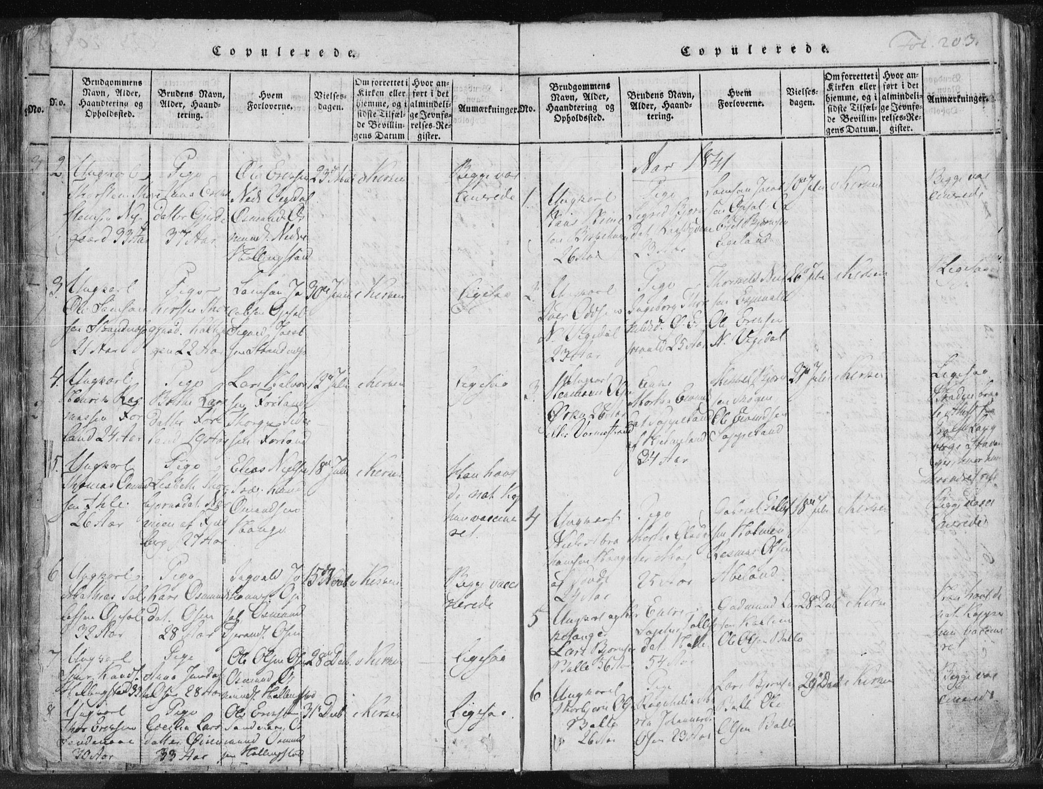 Vikedal sokneprestkontor, SAST/A-101840/01/IV: Parish register (official) no. A 3, 1817-1850, p. 203