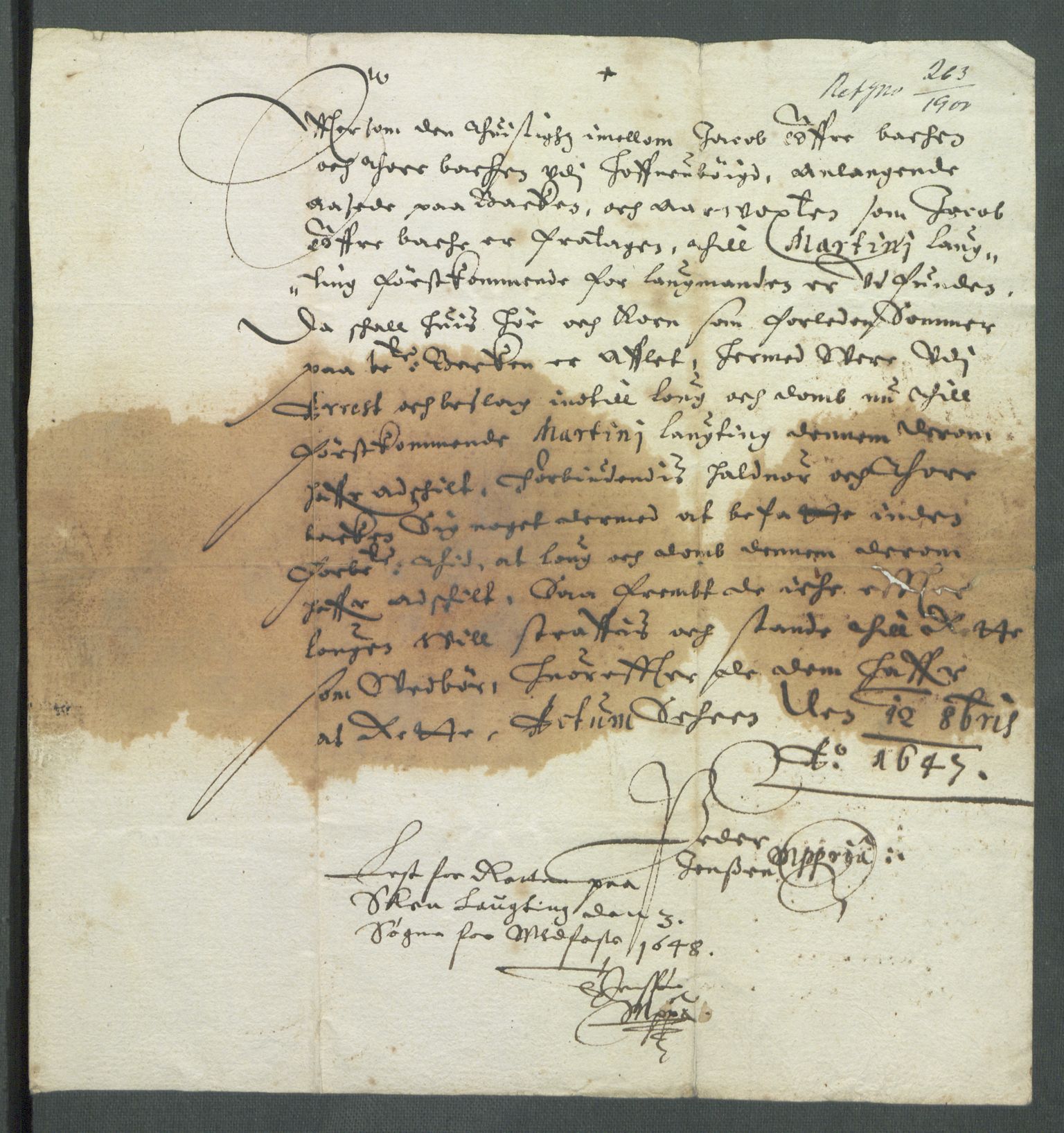 Riksarkivets diplomsamling, RA/EA-5965/F02/L0160: Dokumenter, 1647, p. 100