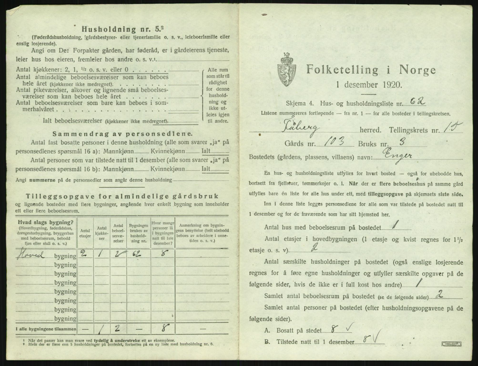 SAH, 1920 census for Fåberg, 1920, p. 2230