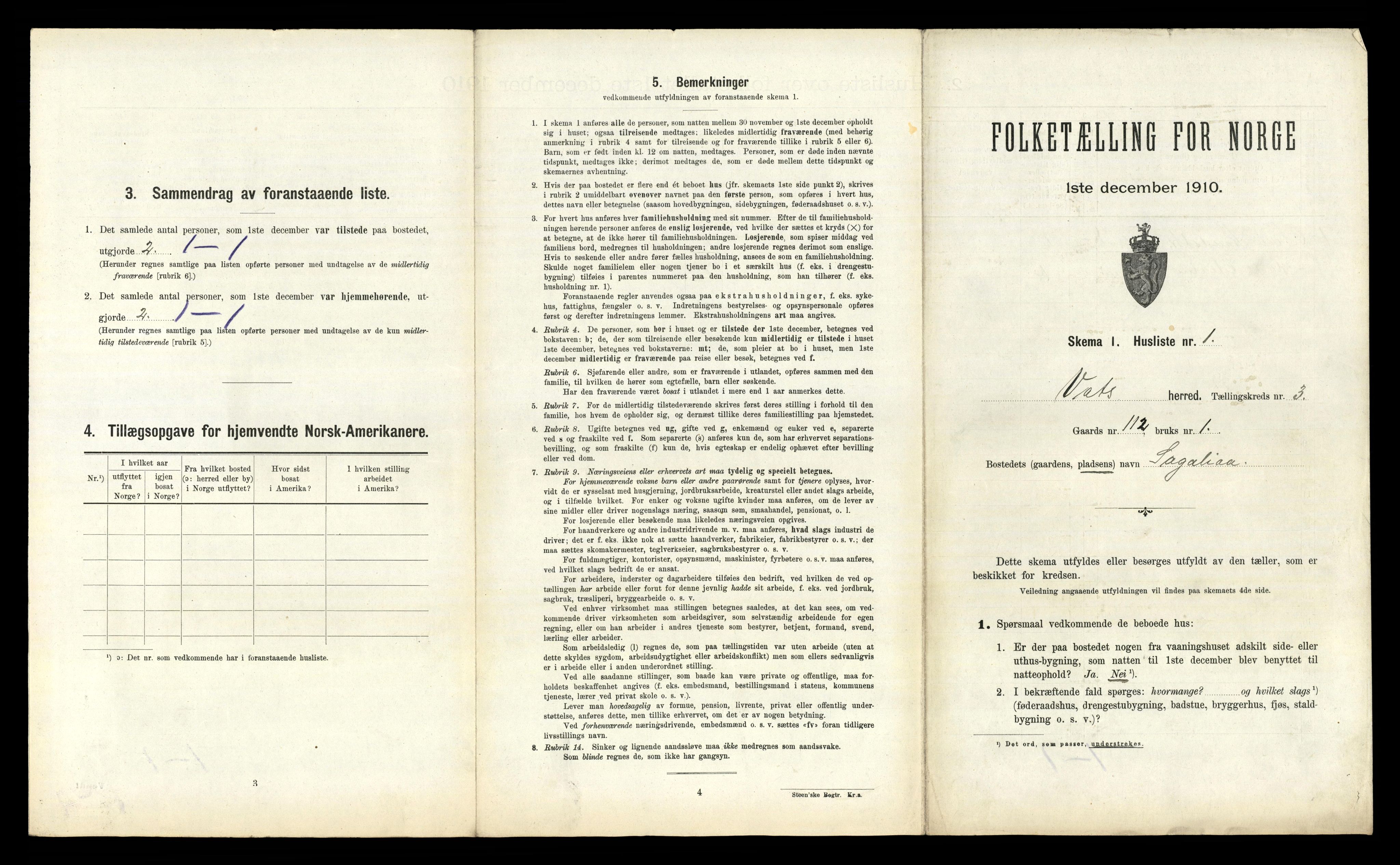 RA, 1910 census for Vats, 1910, p. 154