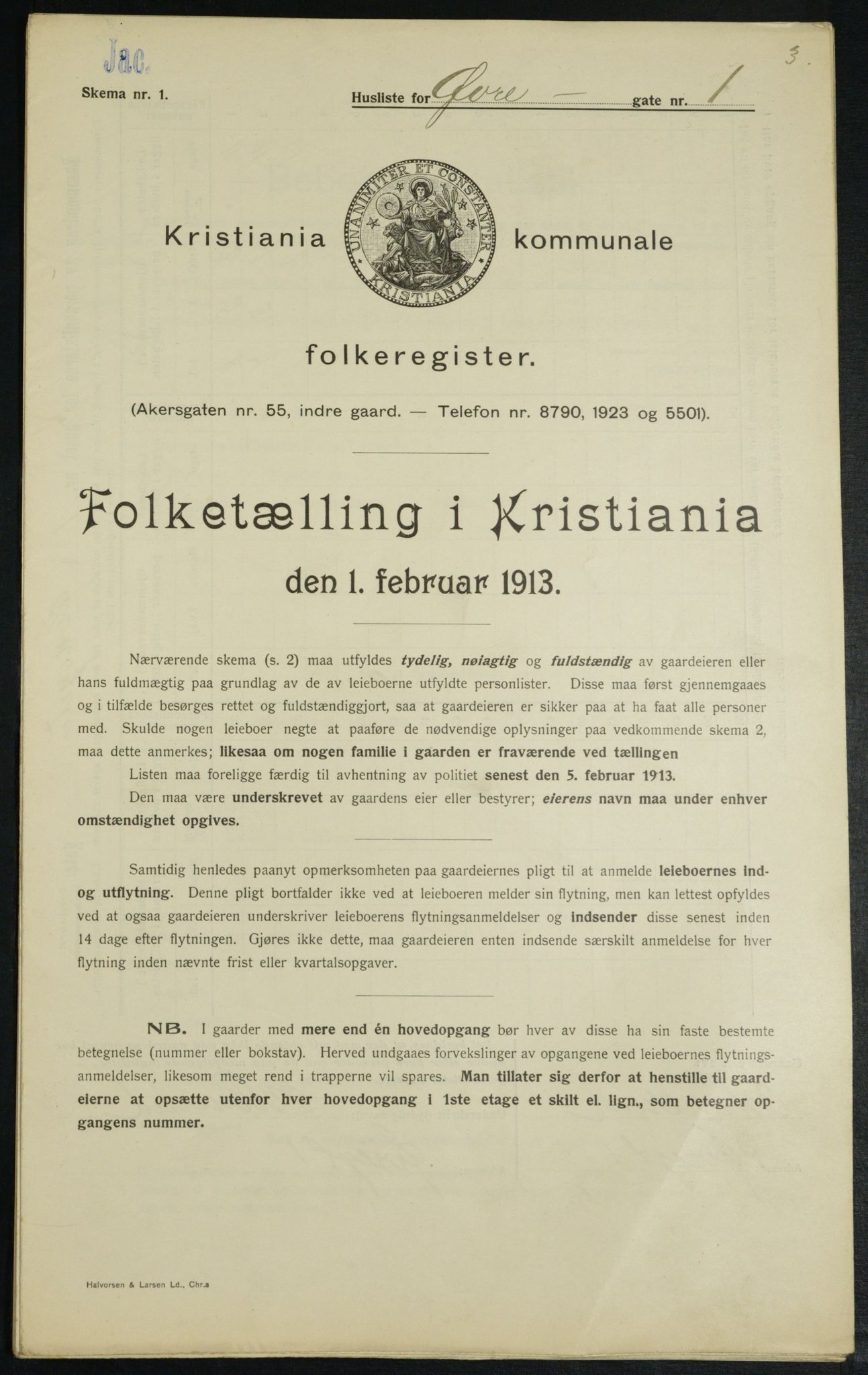 OBA, Municipal Census 1913 for Kristiania, 1913, p. 129680