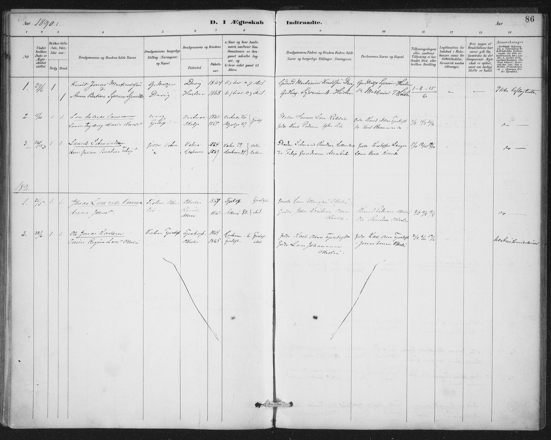 Ministerialprotokoller, klokkerbøker og fødselsregistre - Møre og Romsdal, SAT/A-1454/538/L0522: Parish register (official) no. 538A01, 1884-1913, p. 86