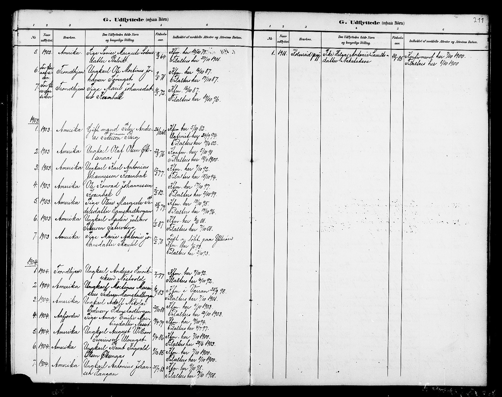 Ministerialprotokoller, klokkerbøker og fødselsregistre - Nord-Trøndelag, SAT/A-1458/733/L0327: Parish register (copy) no. 733C02, 1888-1918, p. 211