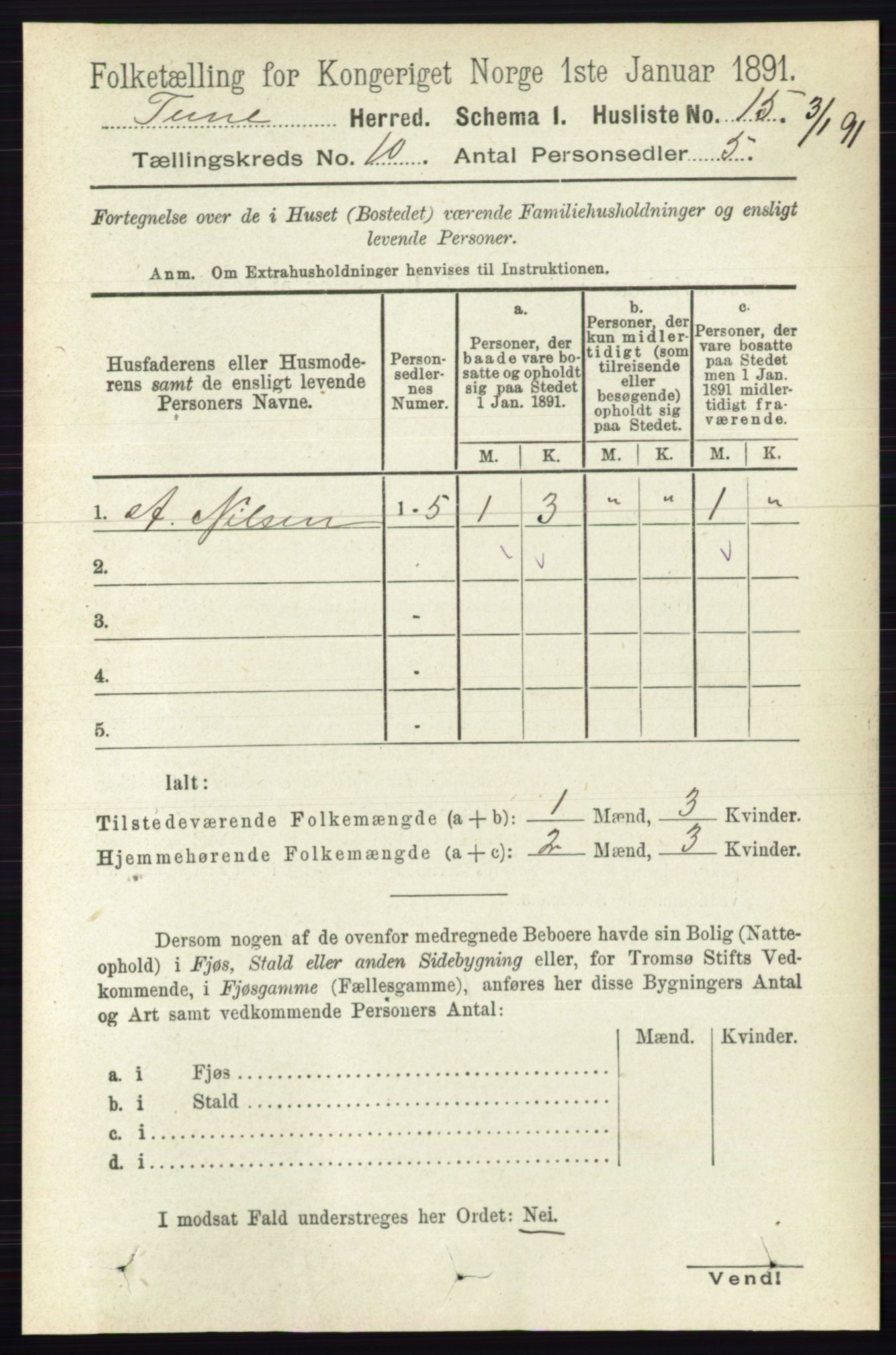 RA, 1891 census for 0130 Tune, 1891, p. 6519