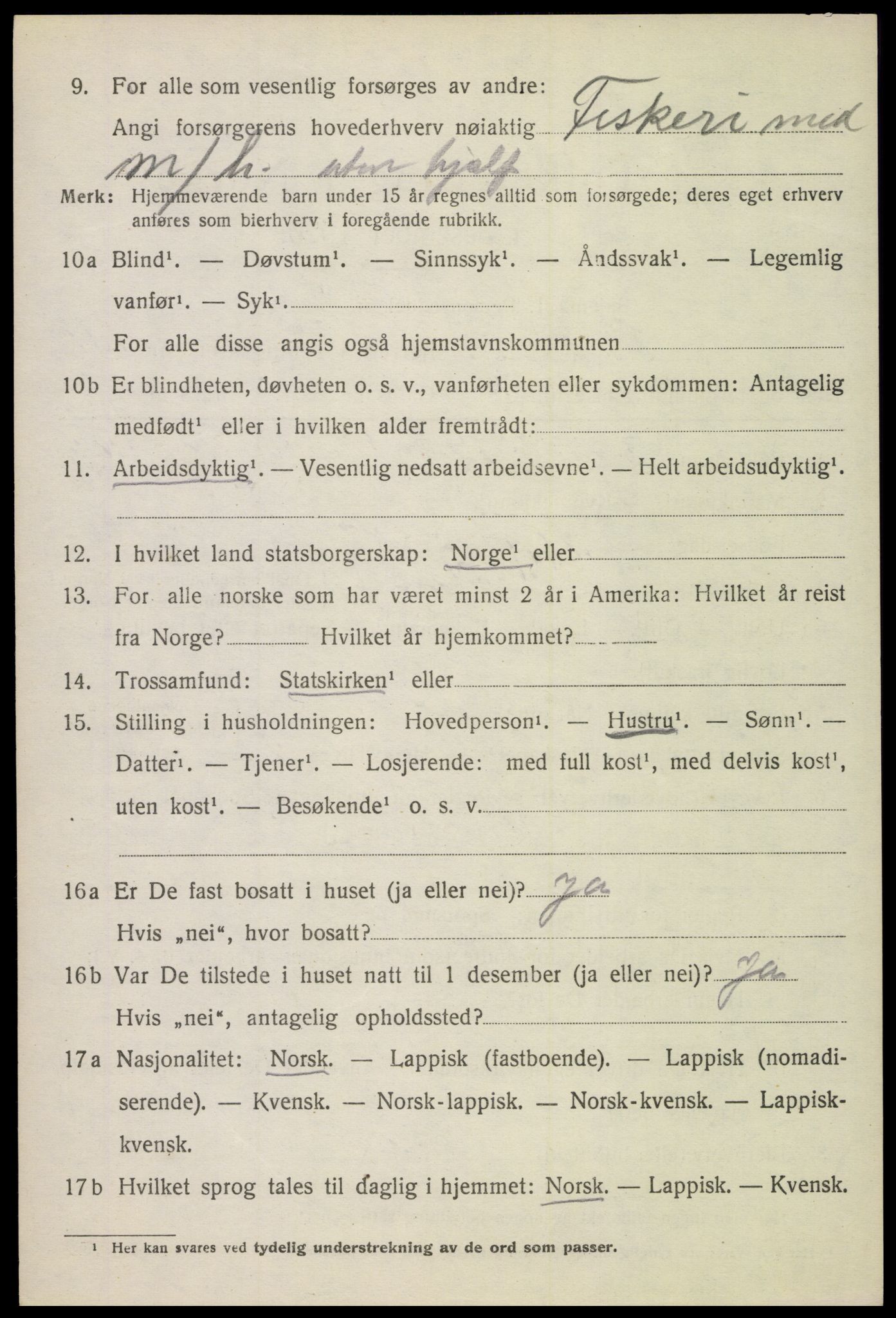 SAT, 1920 census for Hadsel, 1920, p. 21457