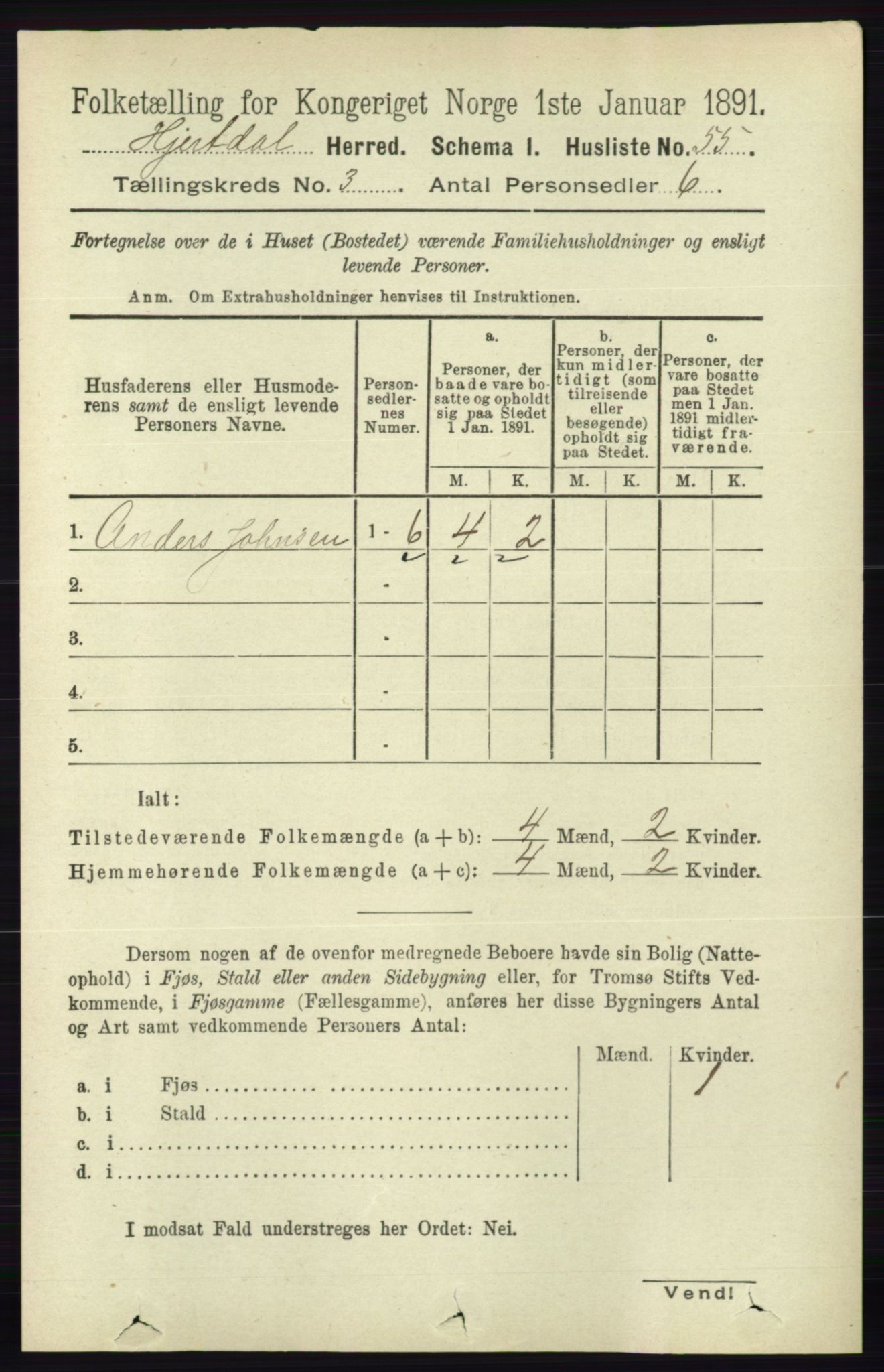 RA, 1891 census for 0827 Hjartdal, 1891, p. 1040