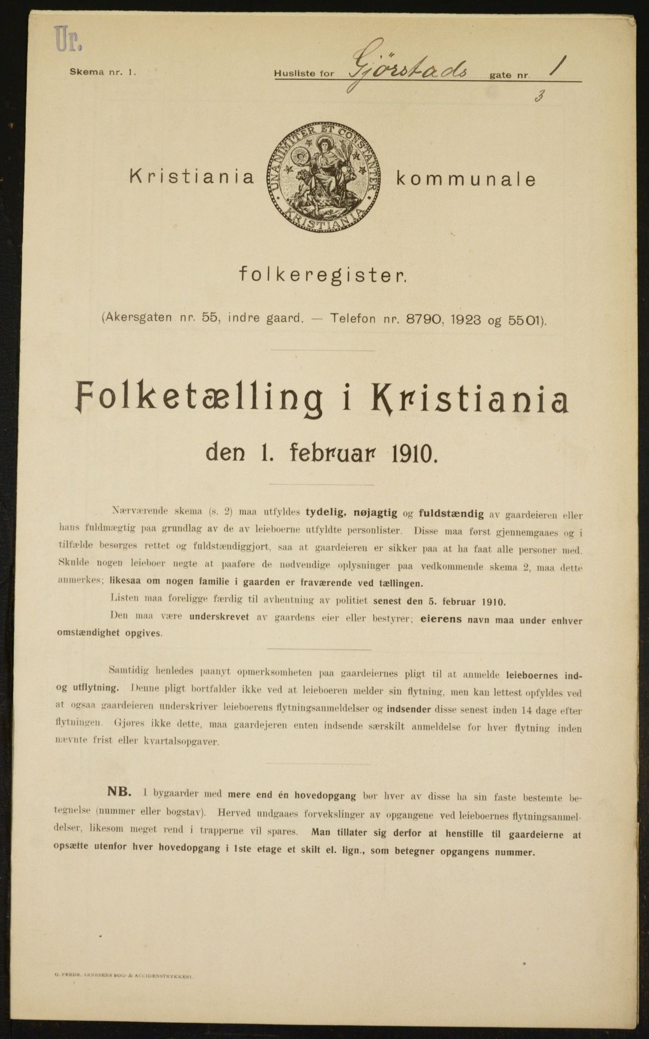 OBA, Municipal Census 1910 for Kristiania, 1910, p. 27832