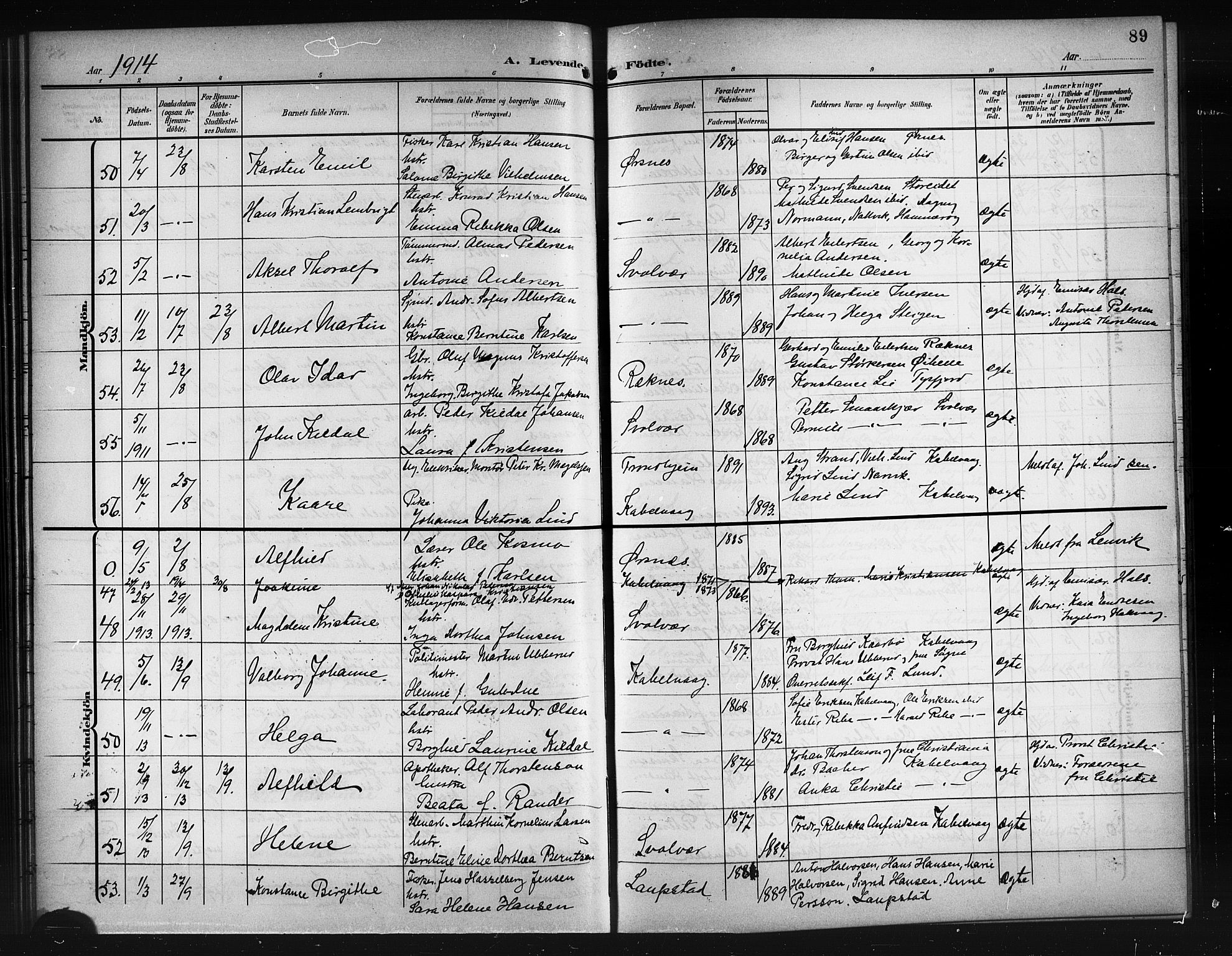 Ministerialprotokoller, klokkerbøker og fødselsregistre - Nordland, AV/SAT-A-1459/874/L1079: Parish register (copy) no. 874C08, 1907-1915, p. 89