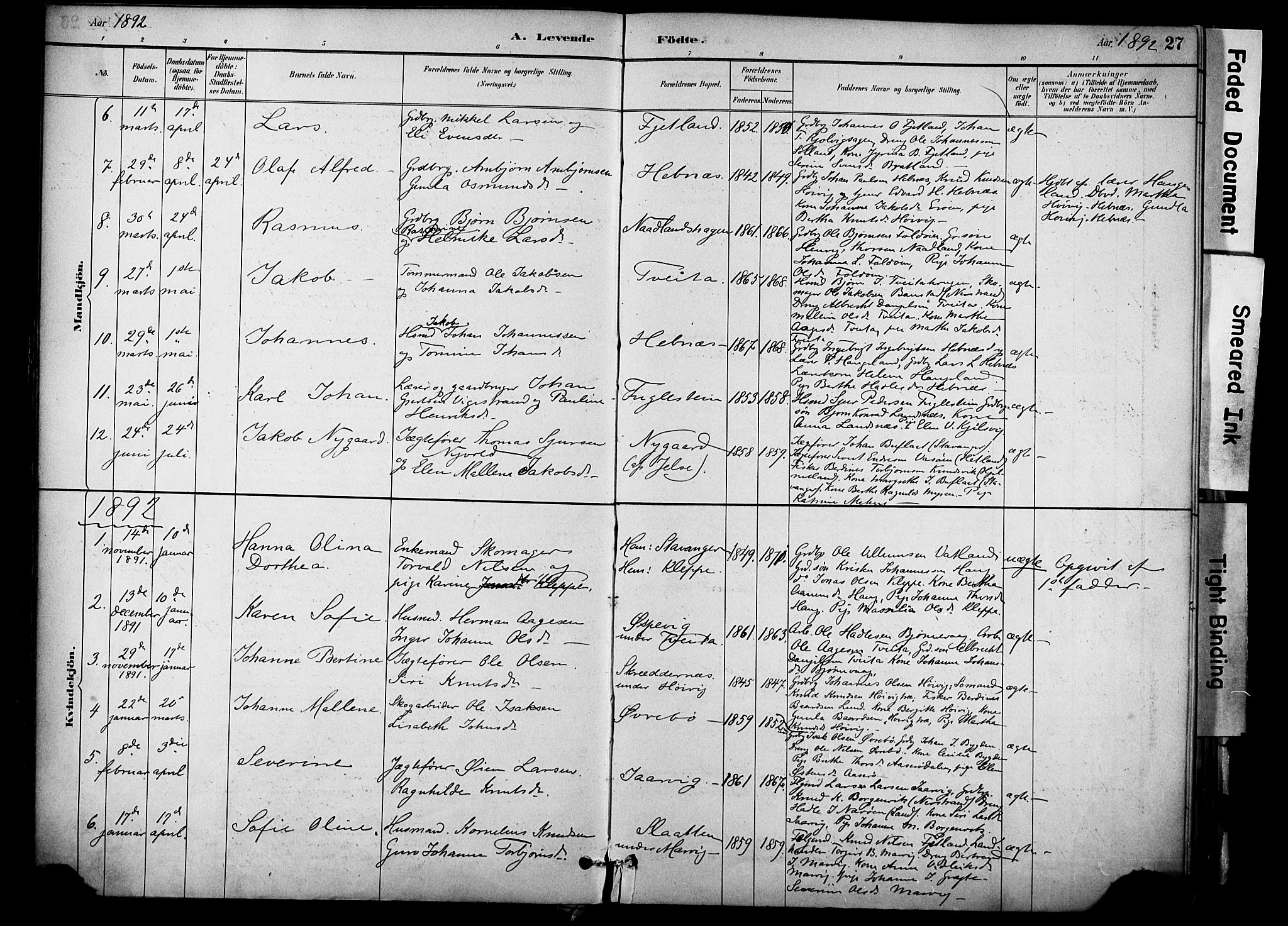 Jelsa sokneprestkontor, AV/SAST-A-101842/01/IV: Parish register (official) no. A 10, 1884-1906, p. 27