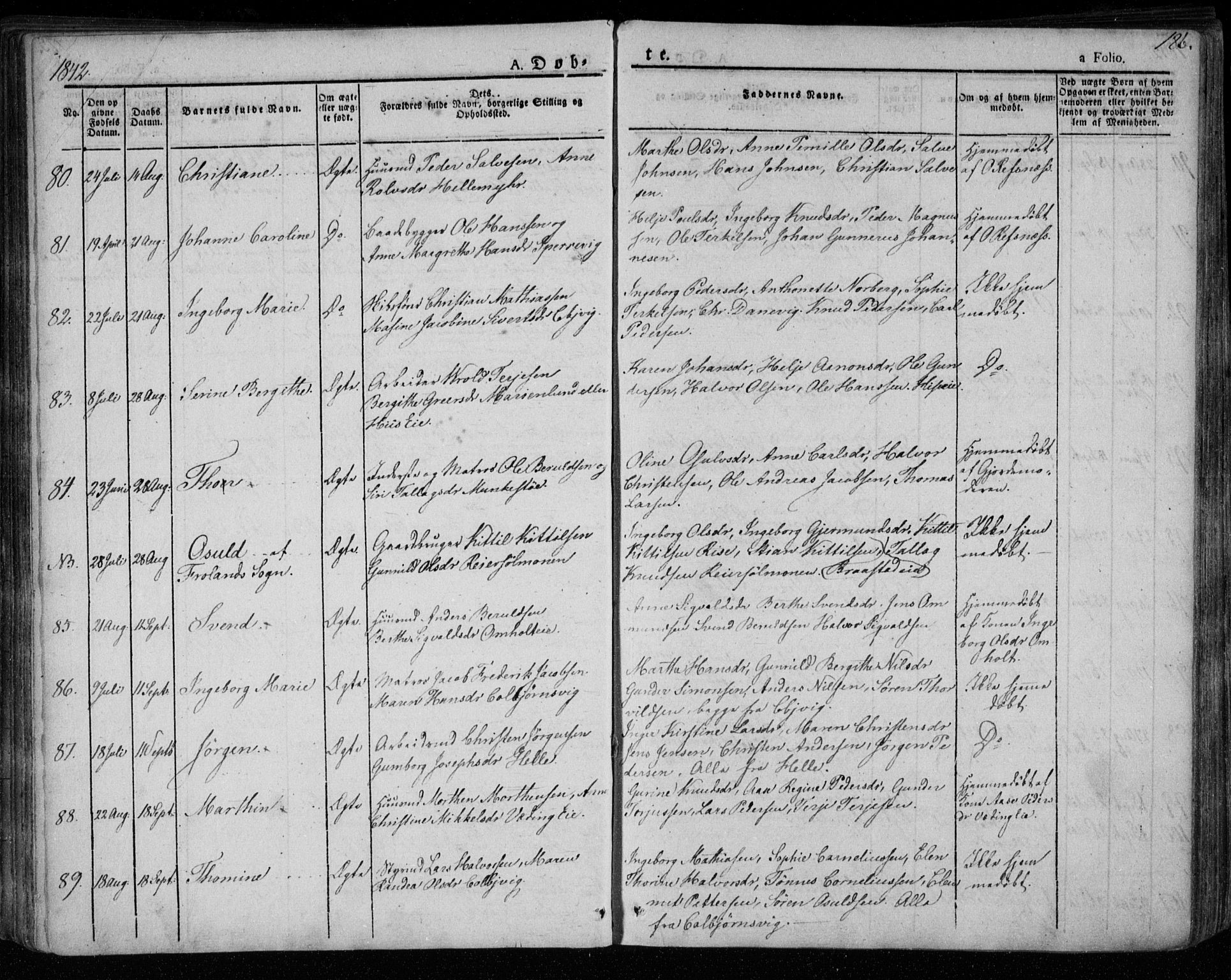 Øyestad sokneprestkontor, AV/SAK-1111-0049/F/Fa/L0013: Parish register (official) no. A 13, 1827-1842, p. 186