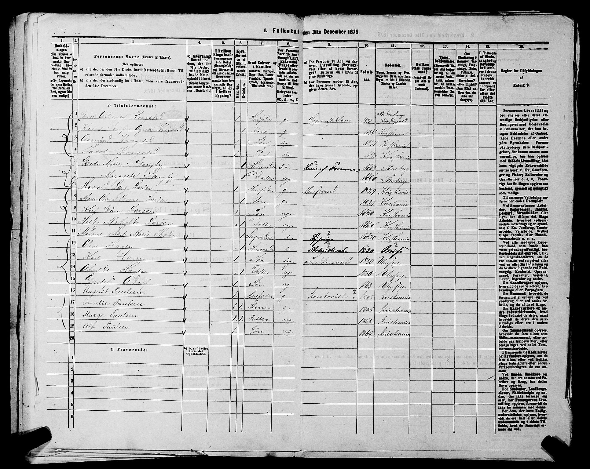 RA, 1875 census for 0218aP Vestre Aker, 1875, p. 2502