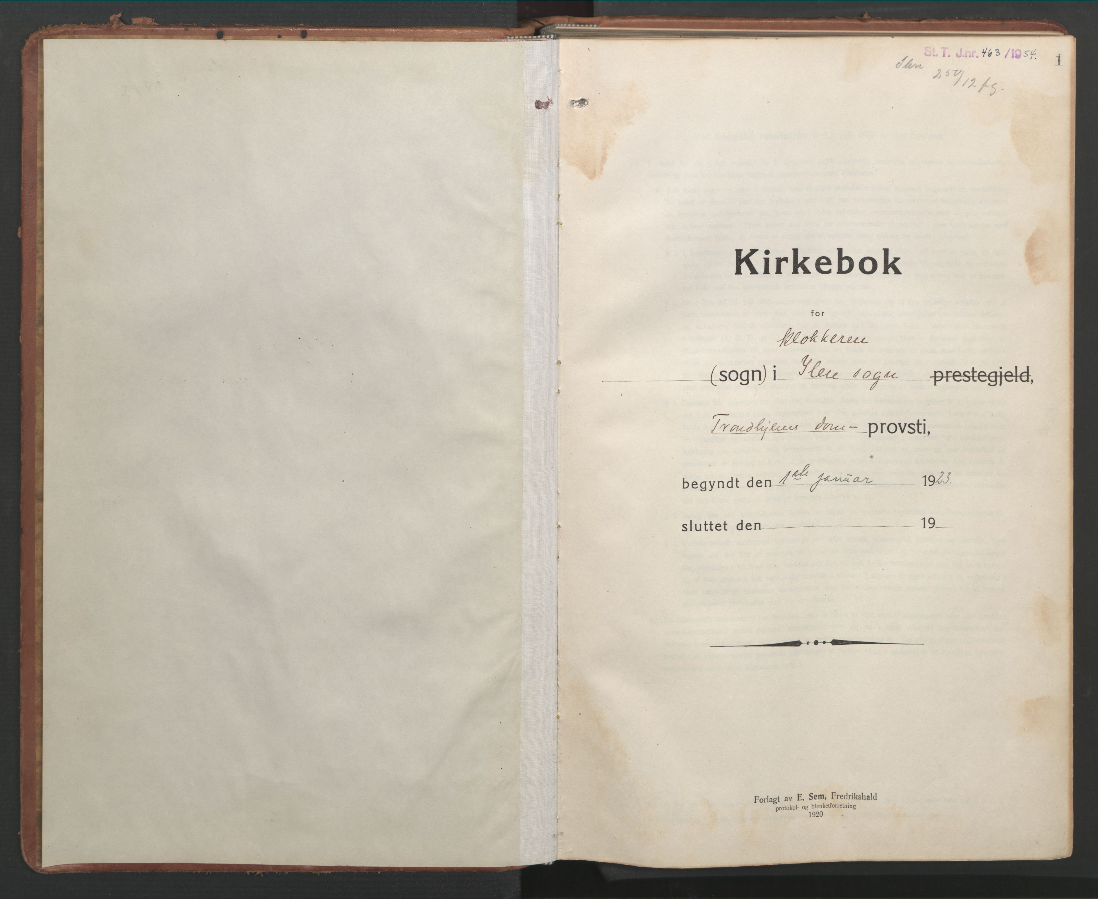 Ministerialprotokoller, klokkerbøker og fødselsregistre - Sør-Trøndelag, SAT/A-1456/603/L0174: Parish register (copy) no. 603C02, 1923-1951, p. 1