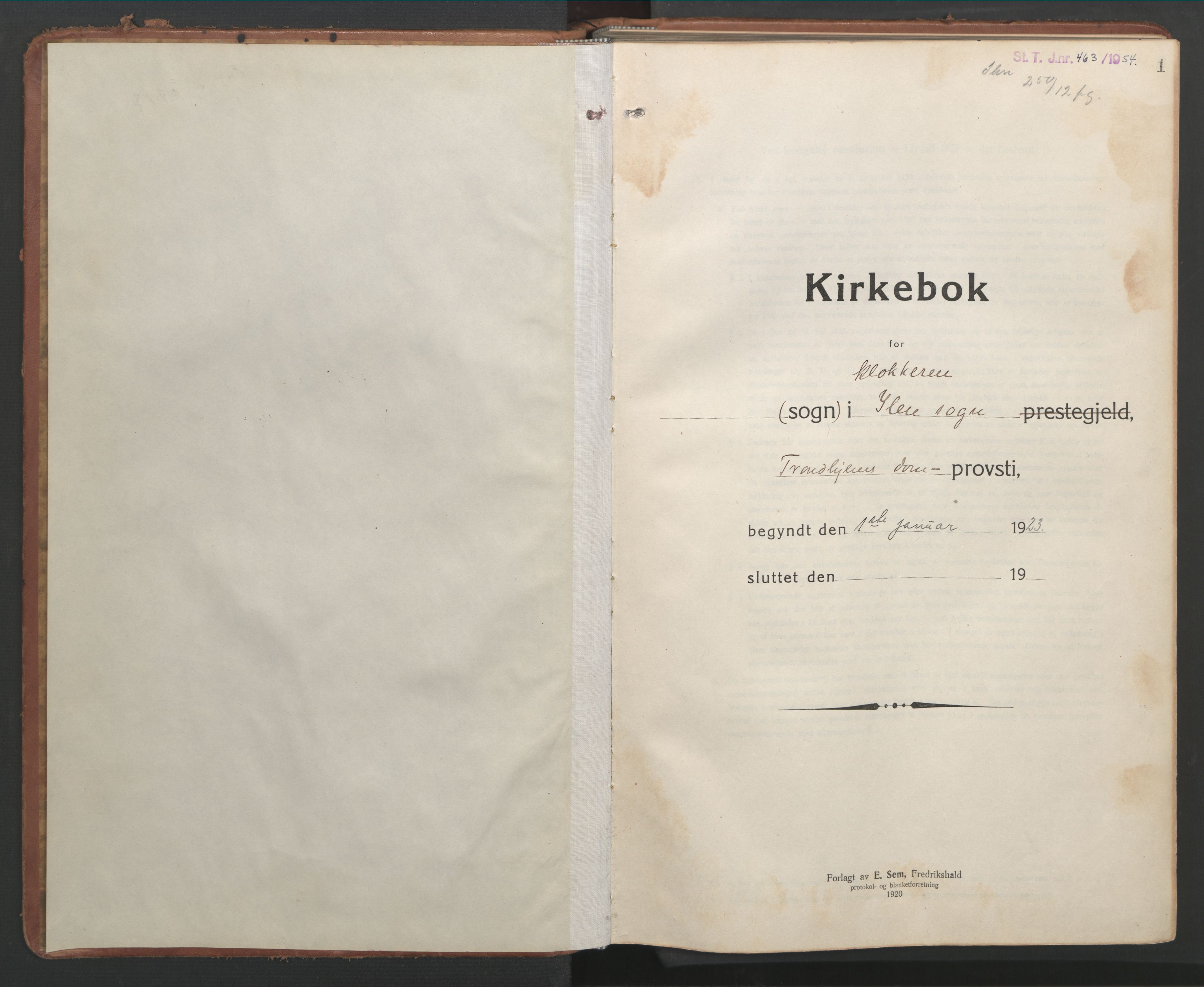 Ministerialprotokoller, klokkerbøker og fødselsregistre - Sør-Trøndelag, AV/SAT-A-1456/603/L0174: Parish register (copy) no. 603C02, 1923-1951, p. 1