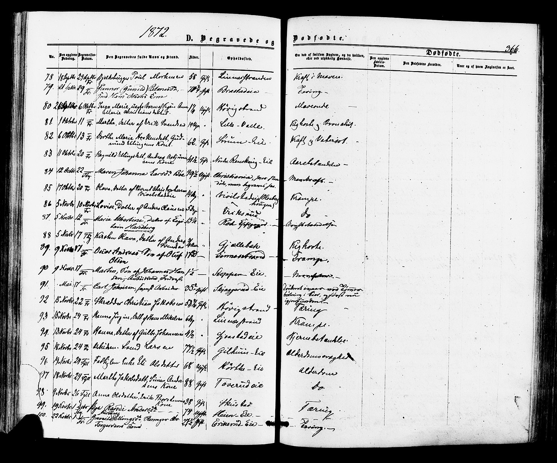 Lier kirkebøker, AV/SAKO-A-230/F/Fa/L0013: Parish register (official) no. I 13, 1865-1874, p. 366