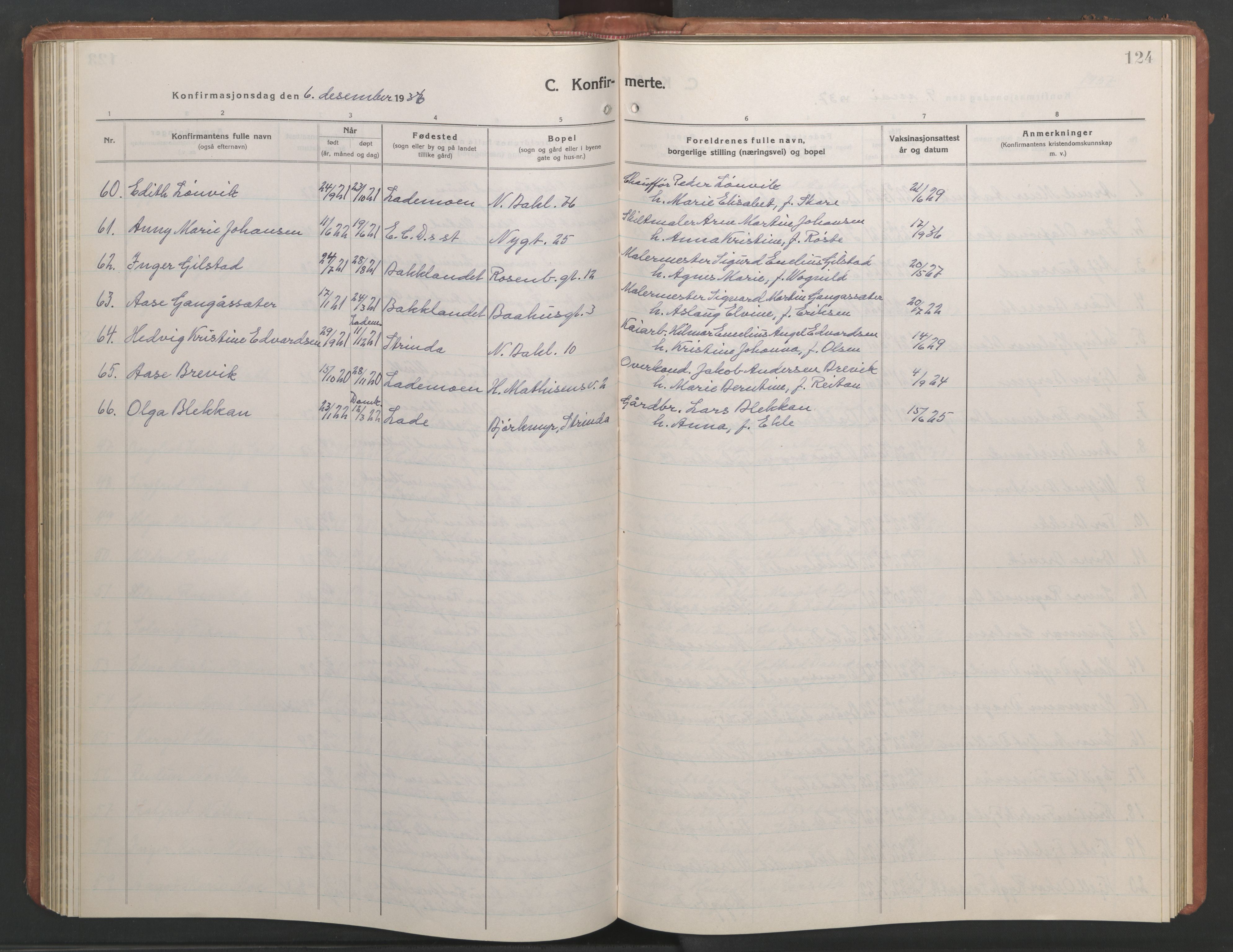 Ministerialprotokoller, klokkerbøker og fødselsregistre - Sør-Trøndelag, SAT/A-1456/604/L0228: Parish register (copy) no. 604C11, 1928-1950, p. 124