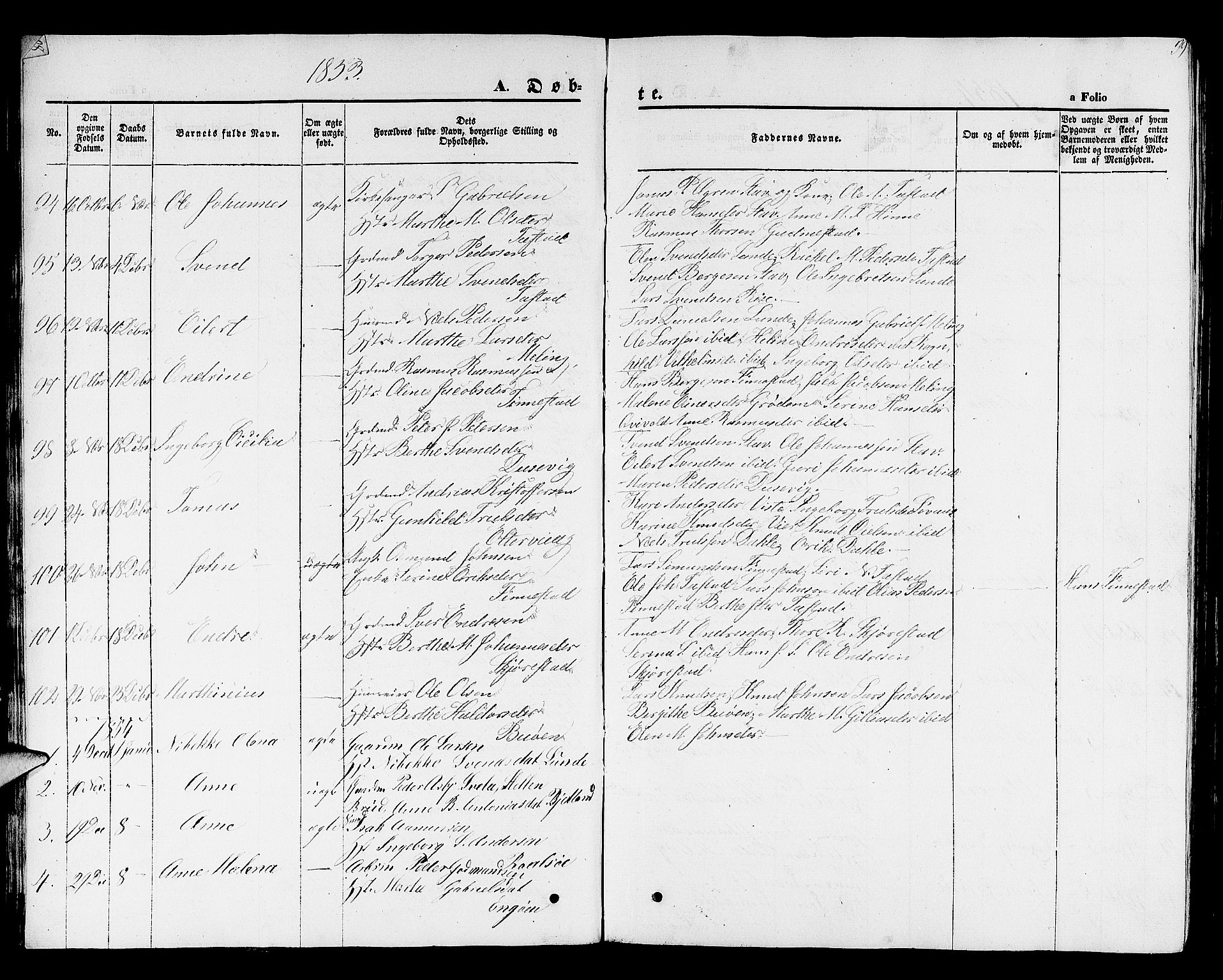 Hetland sokneprestkontor, SAST/A-101826/30/30BB/L0001: Parish register (copy) no. B 1, 1850-1868, p. 39