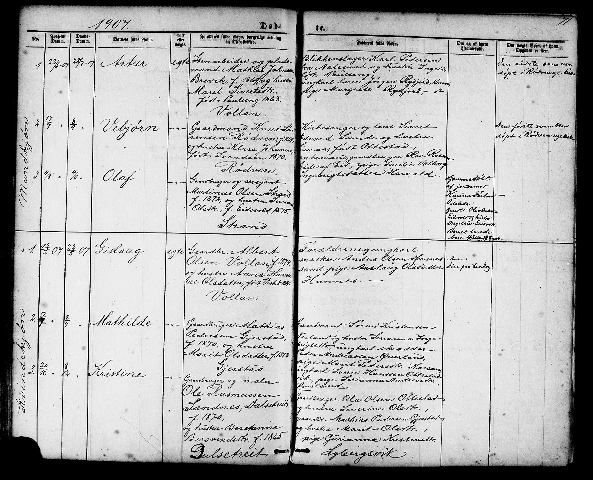 Ministerialprotokoller, klokkerbøker og fødselsregistre - Møre og Romsdal, AV/SAT-A-1454/548/L0614: Parish register (copy) no. 548C02, 1867-1917, p. 71